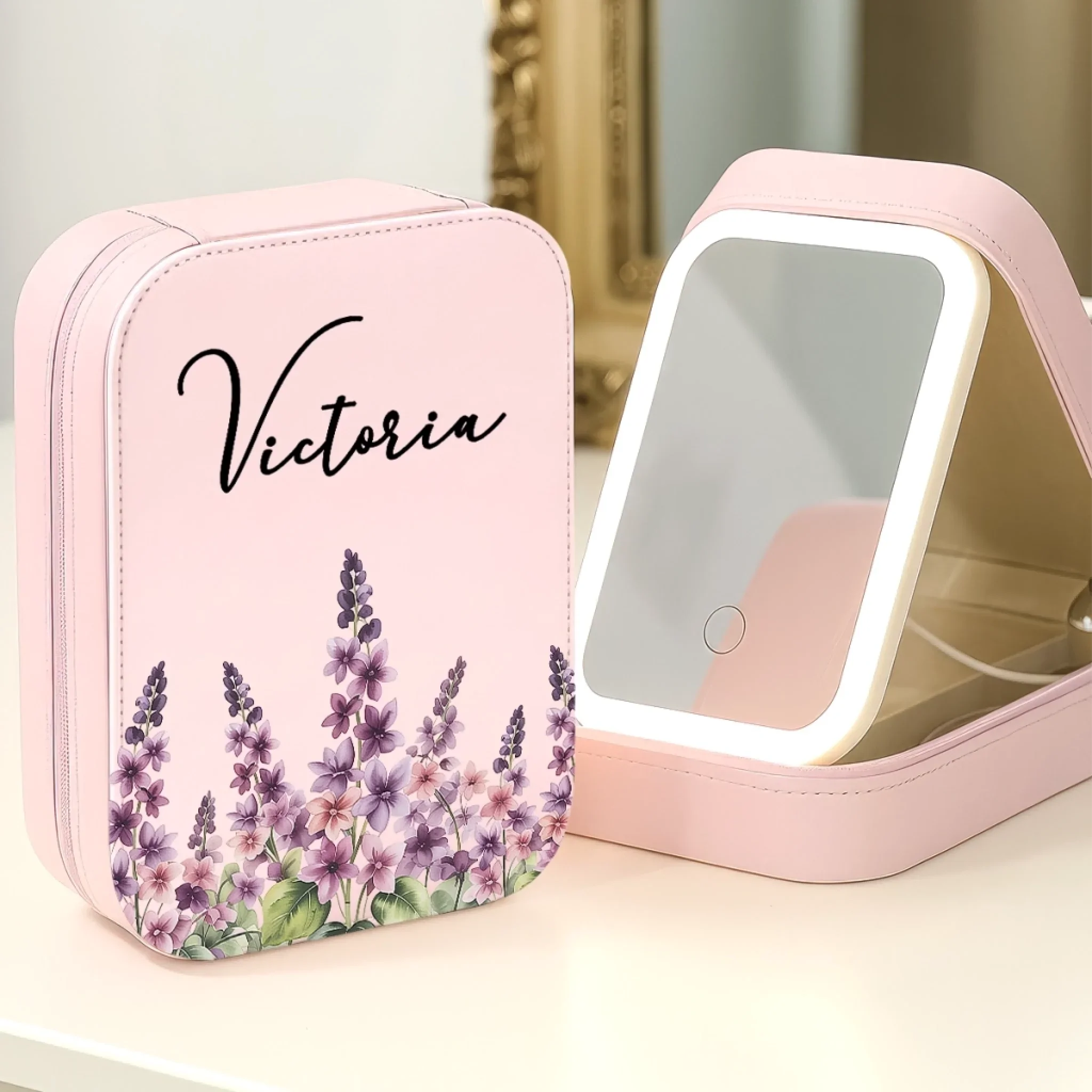 Custom Jewelry Box LED Makeup - Personalized Birthday Gifts For Besties, Sisters, BFF, Family, Yourself - Growing Into My Brighter Self
