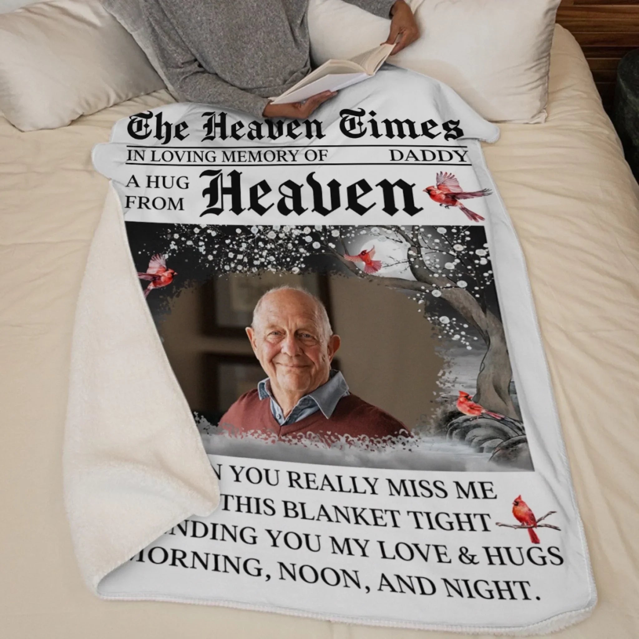 Custom Photo Cardinal Blanket - Personalized Memorial Sympathy Gifts For Loss Of Mom, Dad - Keeping Your Light With Me