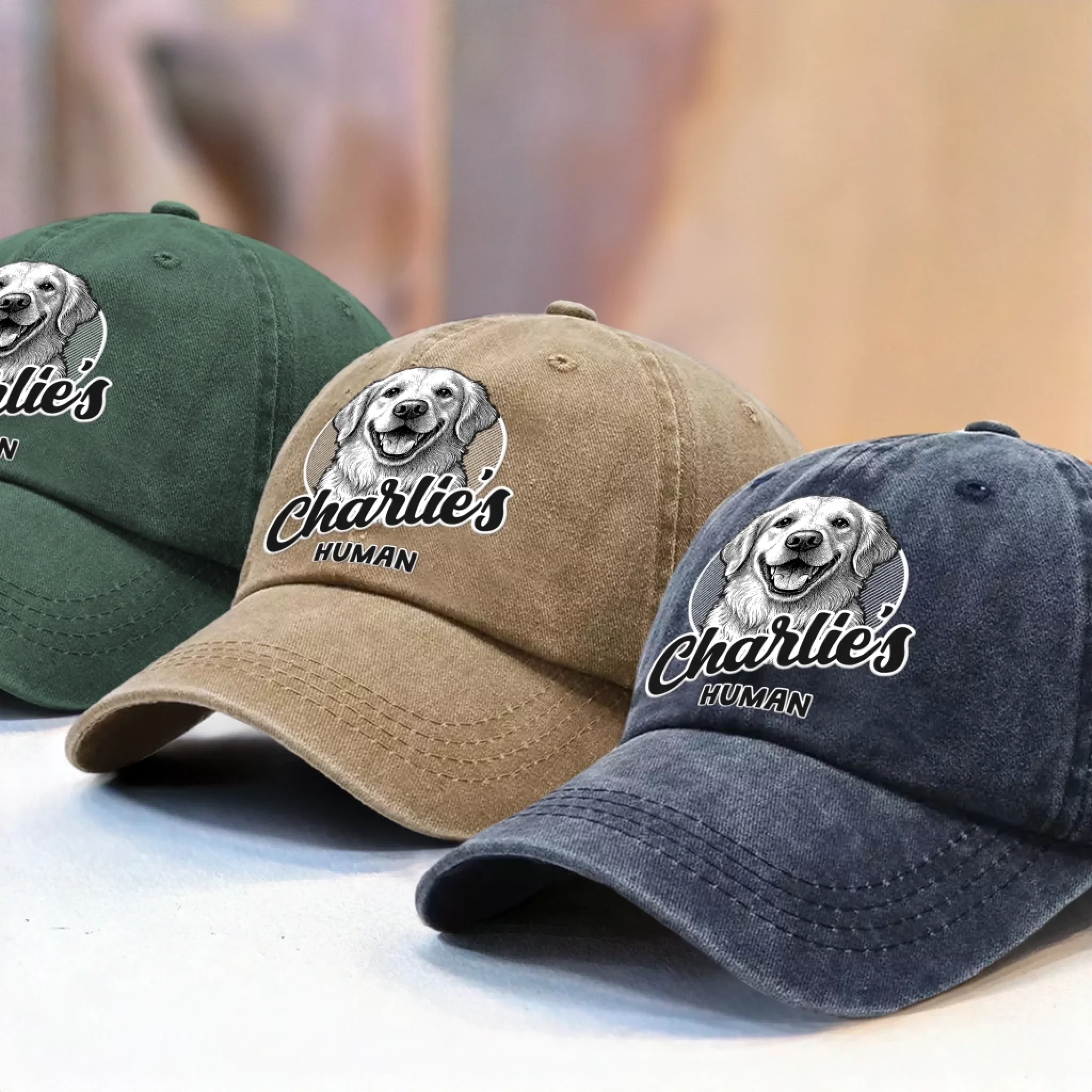 Custom Photo Vintage Washed Denim Baseball Cap - Personalized Birthday Gifts For Dog Cat Lovers, Dog Dad And Mom, Cat Owners - Fur Baby Obsessed