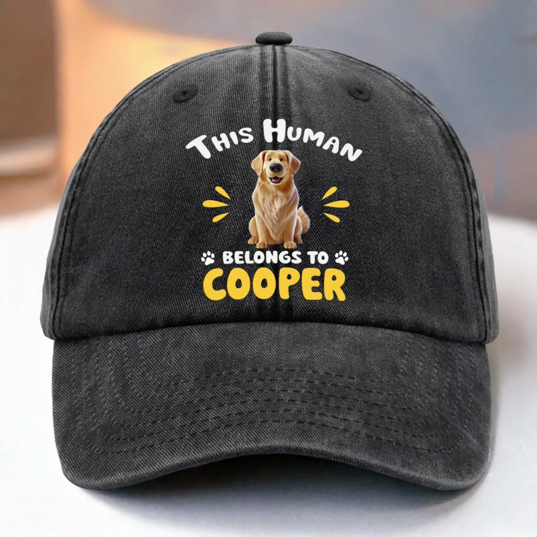 Custom Vintage Washed Denim Baseball Cap - Personalized Birthday Gifts For Dog Cat Lovers, Dog Dad And Mom, Cat Owners - Living The Fur Way