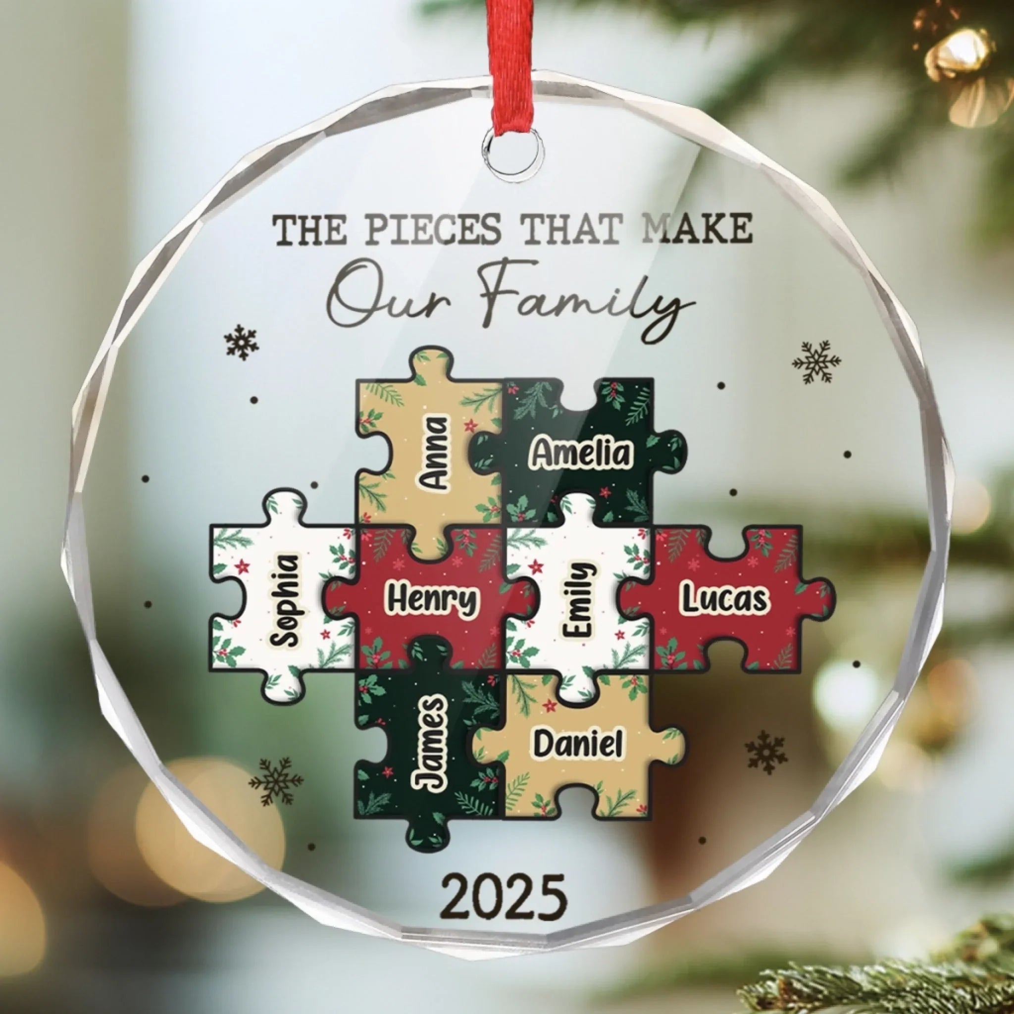 Custom Circle Glass Ornament - Personalized Christmas Birthday Gifts For Mom, Dad, Brother, Sister, Kids - Where Love Stays Forever
