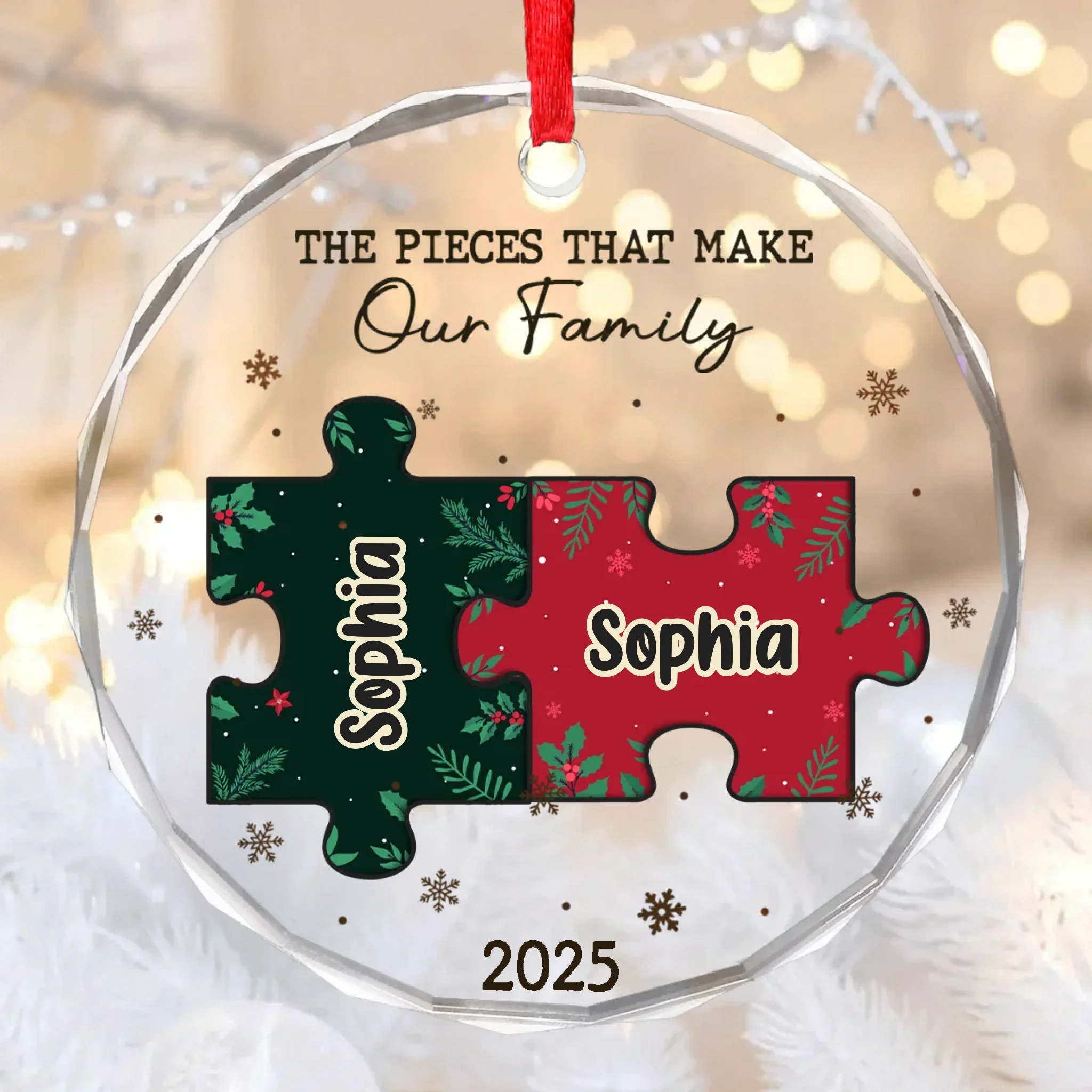 Custom Circle Glass Ornament - Personalized Christmas Birthday Gifts For Mom, Dad, Brother, Sister, Kids - Where Love Stays Forever