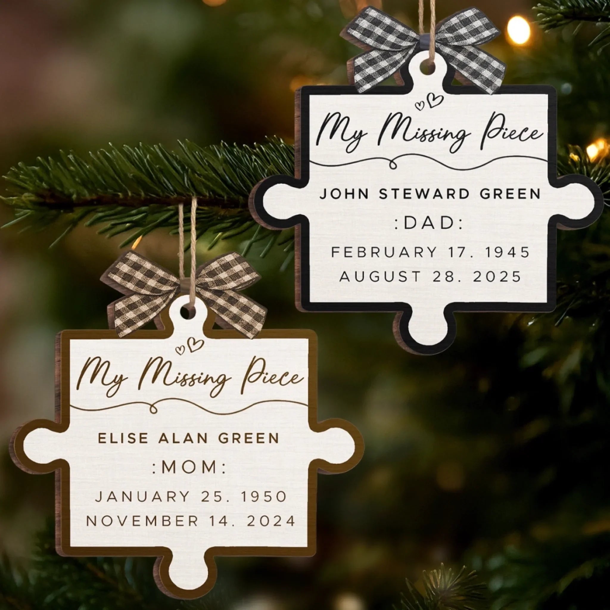 Custom Wood Ornament - Personalized Christmas Memorial Sympathy Gifts For Loss Of Mom, Dad - Our Missing Piece