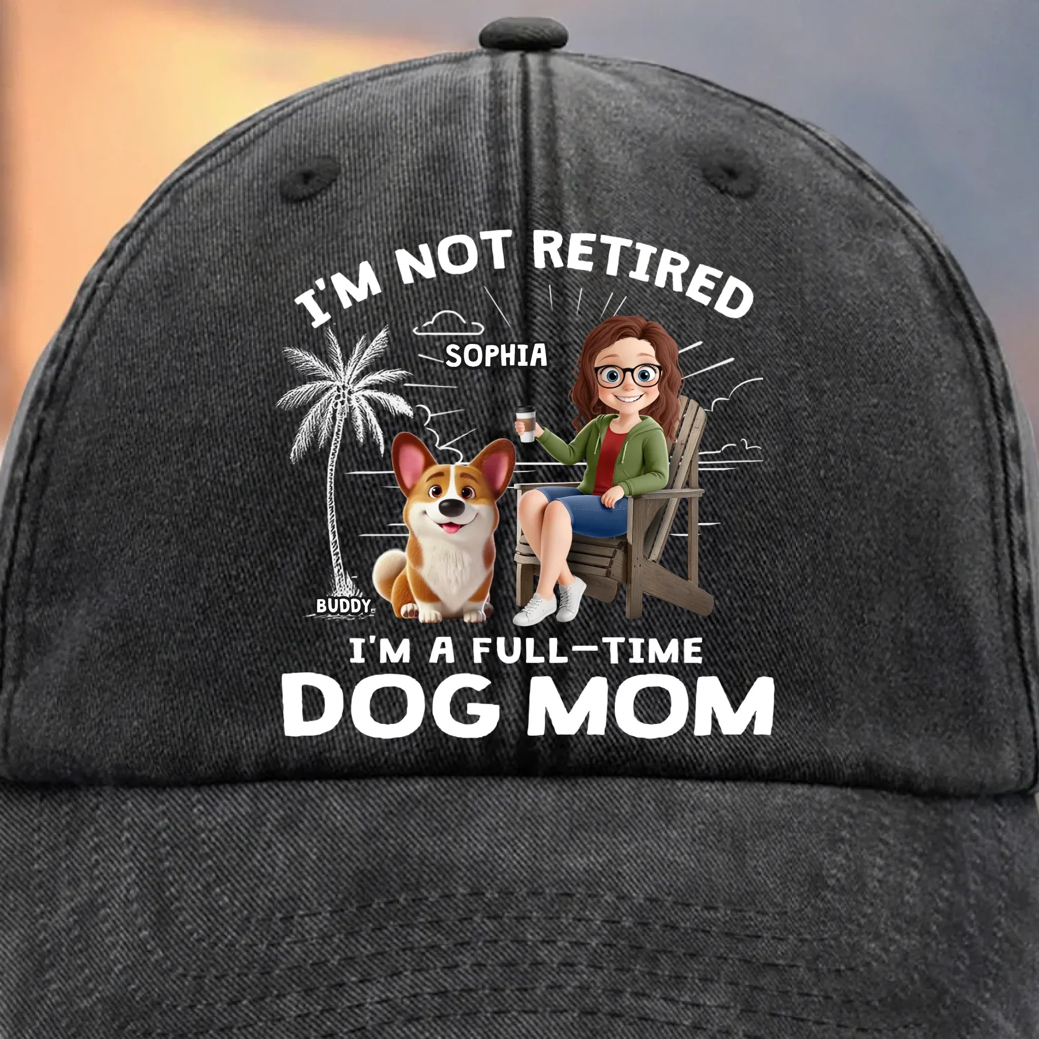 Custom Vintage Washed Denim Baseball Cap - Personalized Christmas Birthday Gifts For Dog Lovers, Dog Dad And Mom - Working Overtime In Belly Rubs