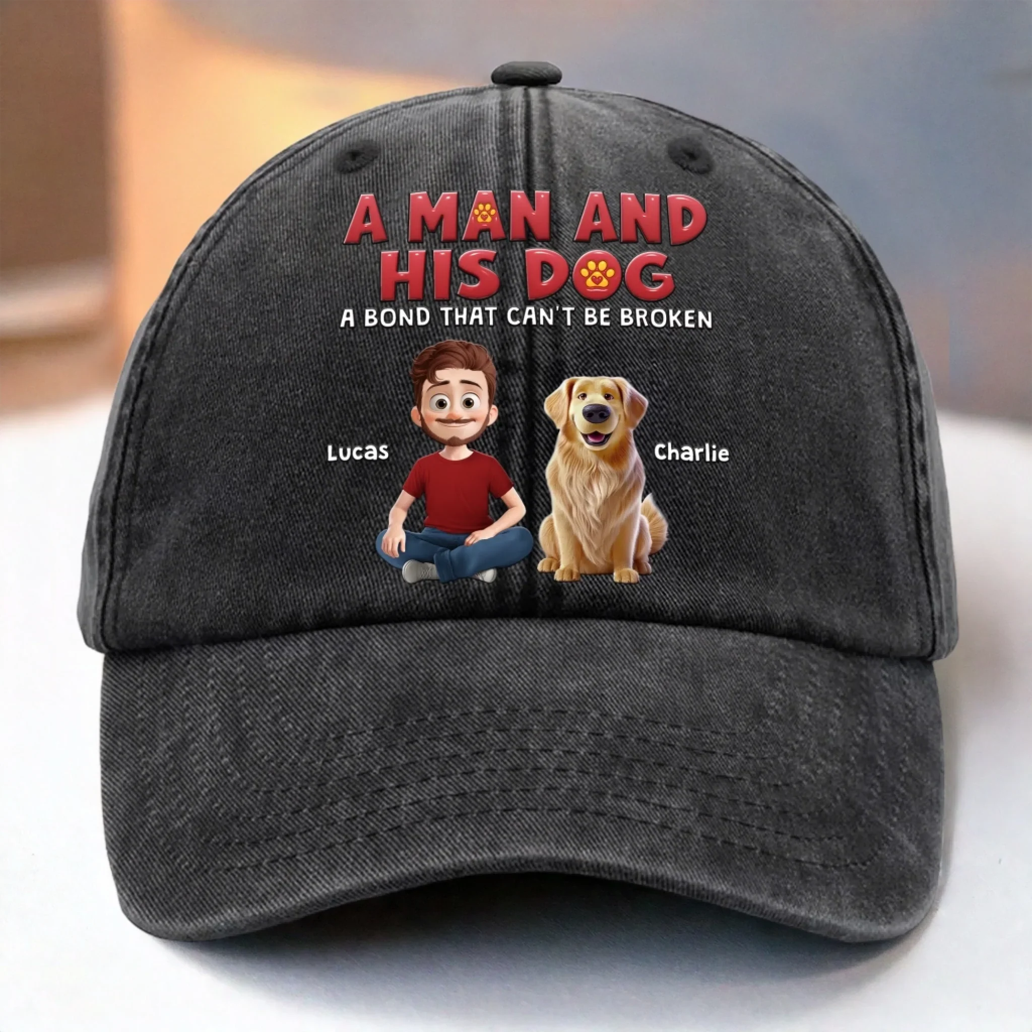 Custom Vintage Washed Denim Baseball Cap - Personalized Christmas Birthday Gifts For Dog Lovers, Dog Dad And Mom - My Ride Or Woof