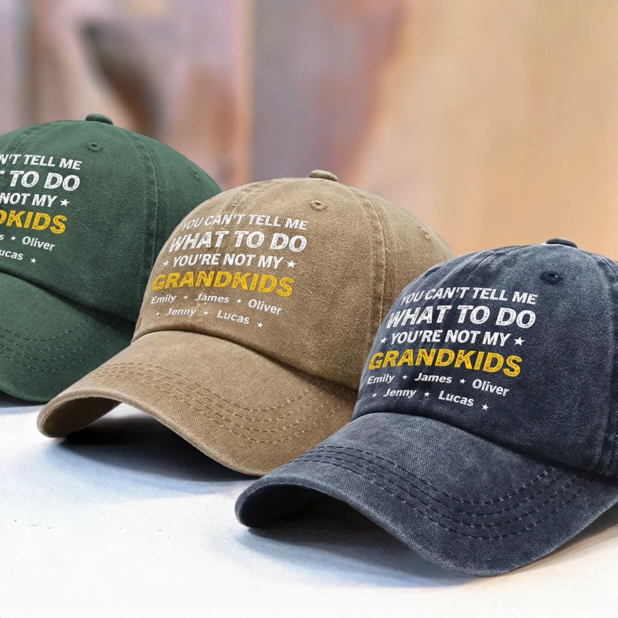Custom Vintage Washed Denim Baseball Cap - Personalized Birthday Gifts For Dad, Grandpa - Our Days Glow With You