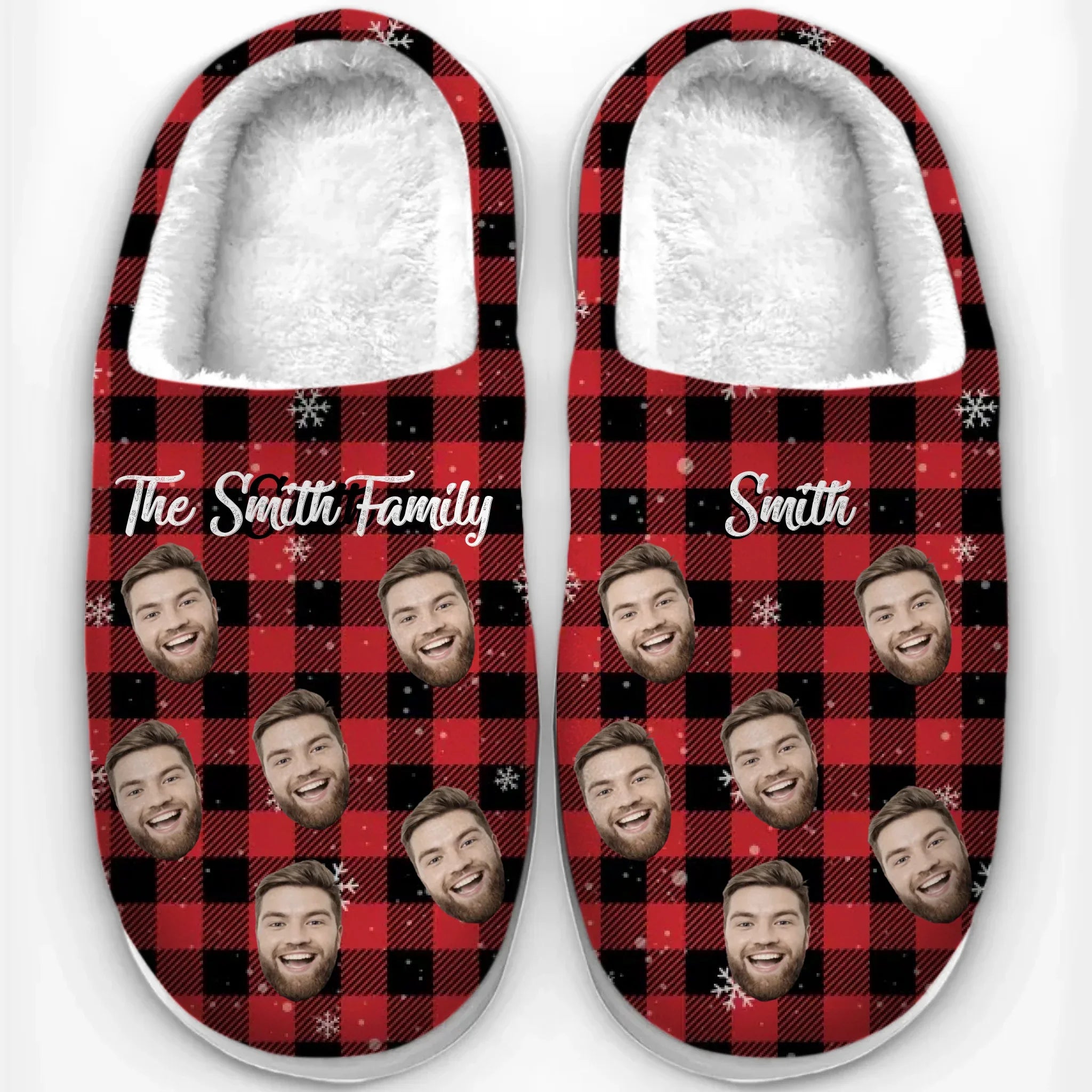 Custom Photo Make Family Time Extra Special With Warm Fluffy Footwear - Family Personalized Custom Fluffy Slippers - Christmas Gift For Family Members