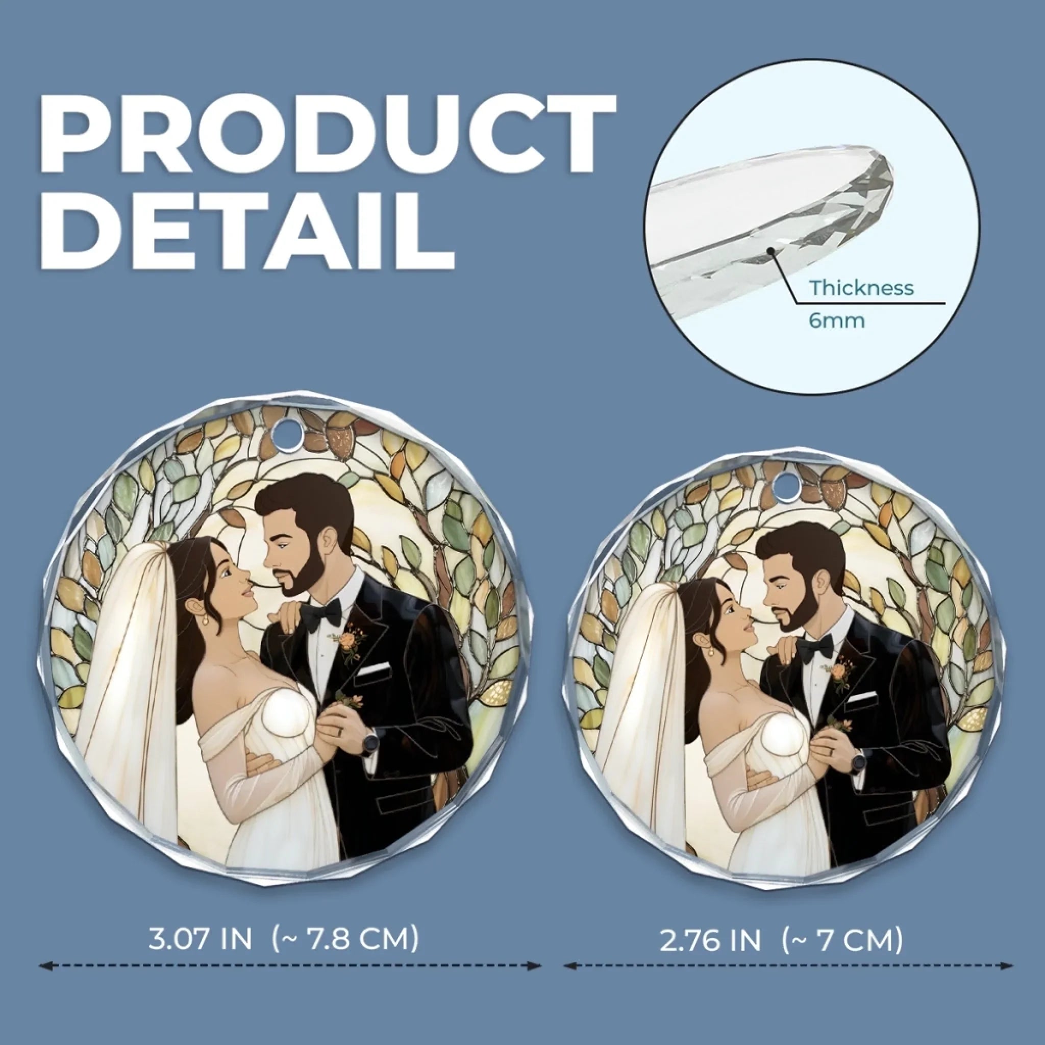 Custom Photo Circle Glass Ornament - Personalized Anniversary Wedding Gifts For Husband And Wife, Him And Her - Two Souls Choosing Us Daily