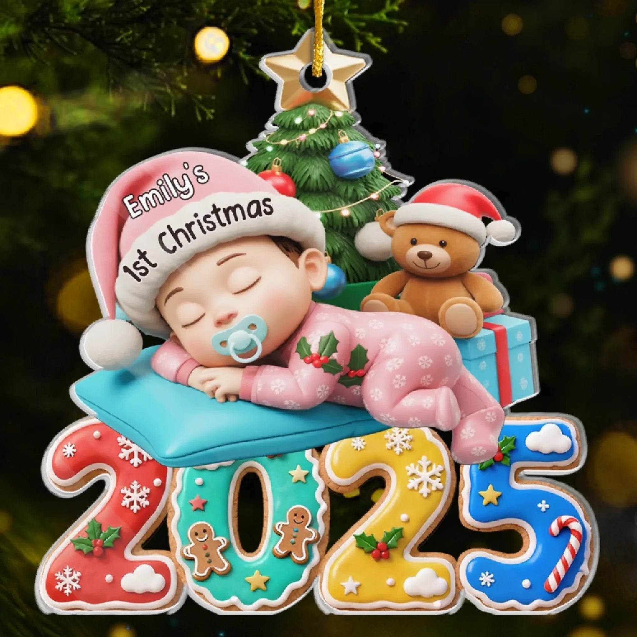 Custom First Christmas Acrylic Ornament - Personalized Christmas Baby Shower, Gender Reveal Gifts For New Moms, New Dads, New Parents - Our Greatest Blessing