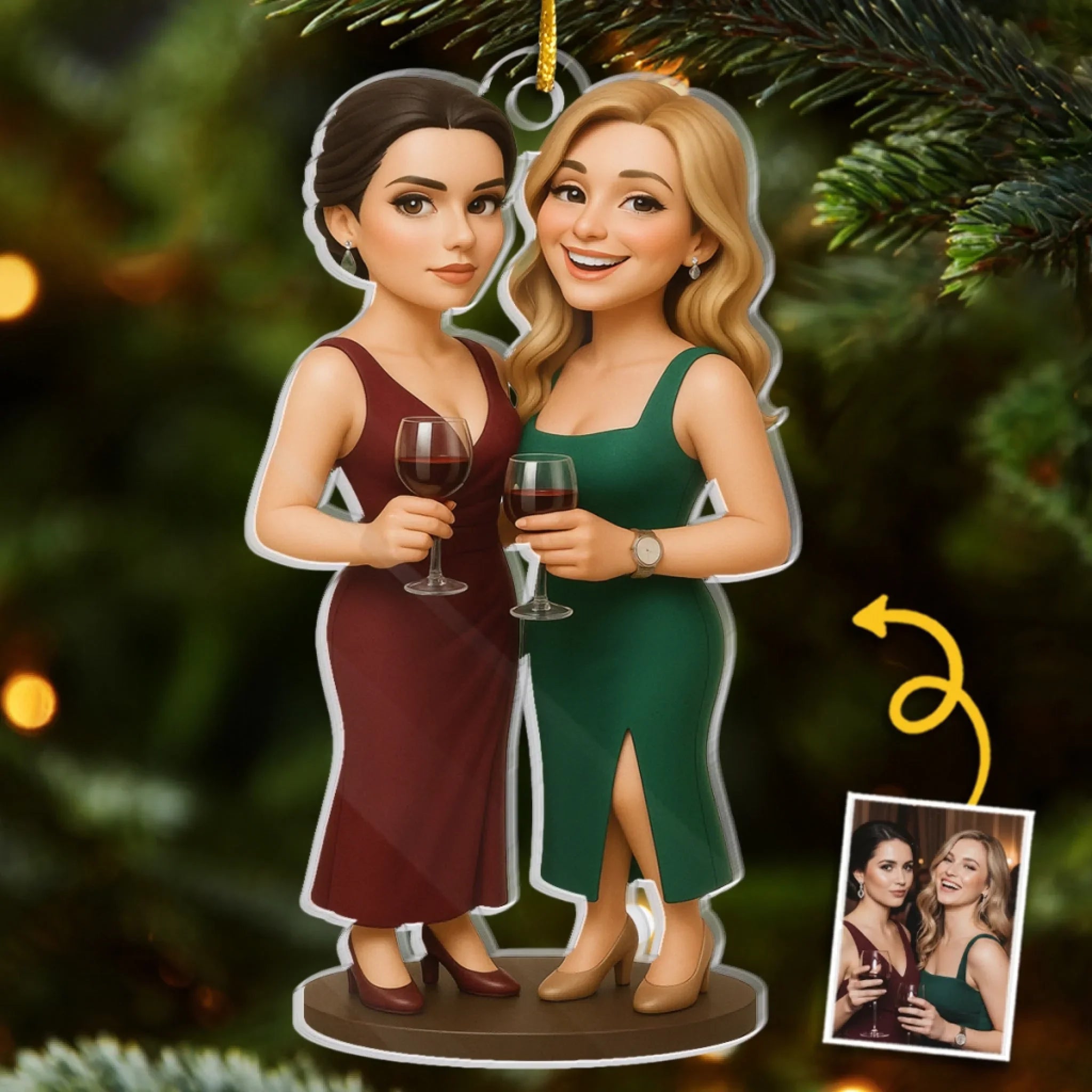 Custom Photo Acrylic Ornament - Personalized Christmas Birthday Gifts For Best Friends, Family, Coworker, Work Bestie, Husband And Wife, Dog Cat Lovers - Life’s Better Laughing With You