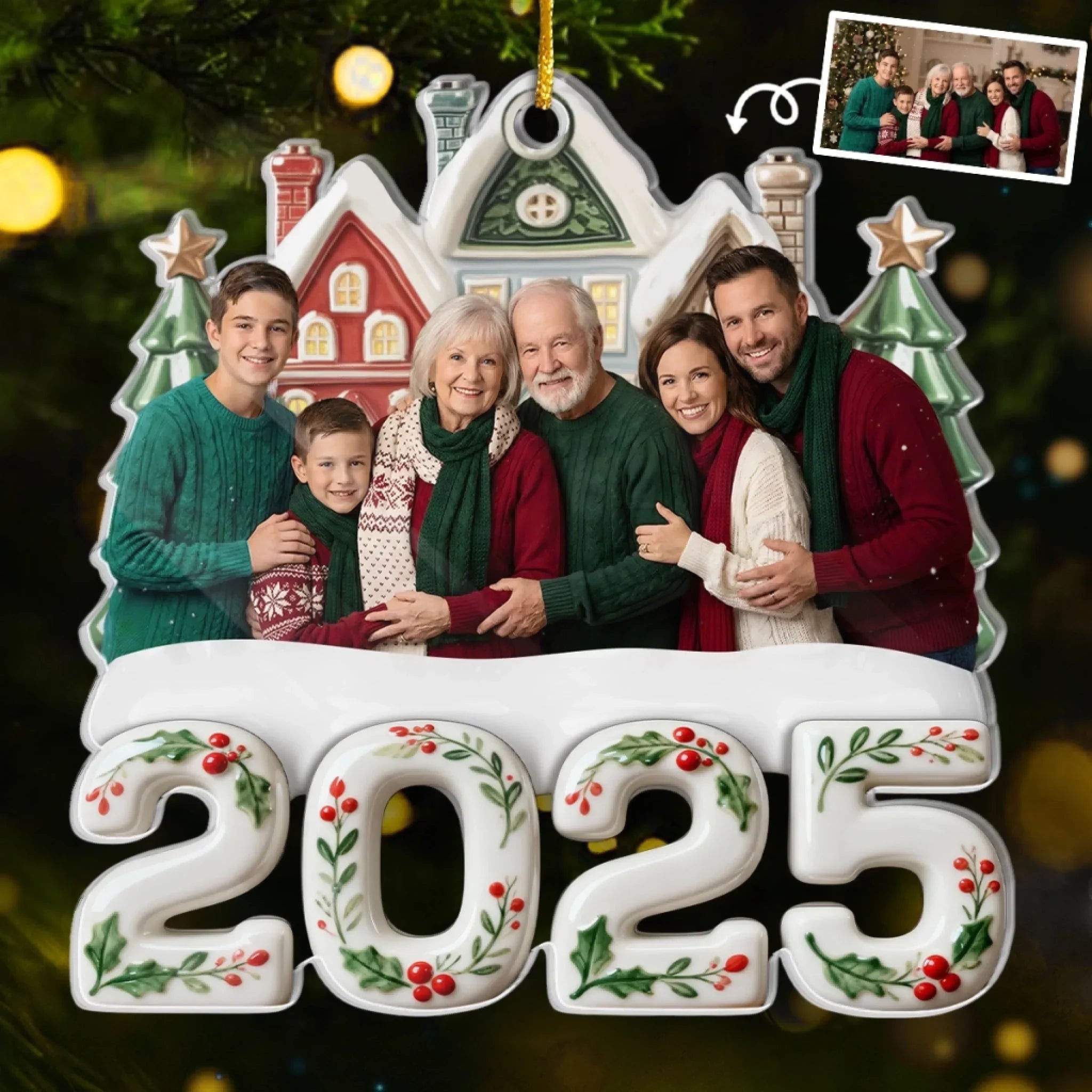Custom Photo Acrylic Ornament - Personalized Christmas Birthday Gifts For Mom, Dad, Brother, Sister, Kids - Happiness Is In This Moment