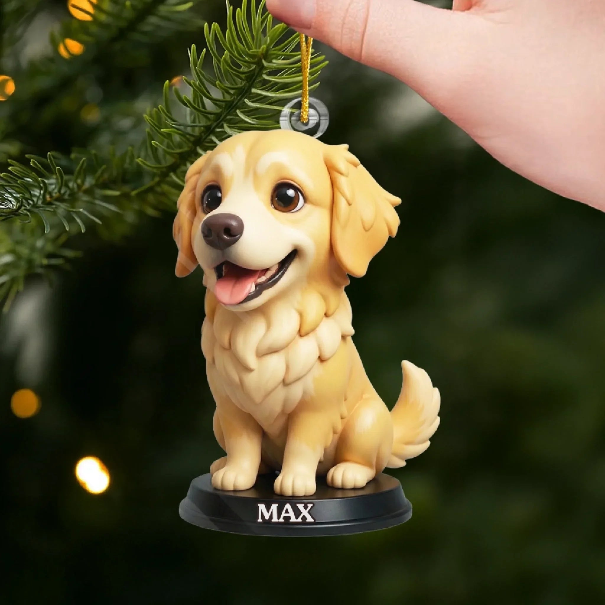 Custom Photo Golden Retriever Acrylic Ornament - Personalized Christmas Birthday Gifts For Dog Cat Lovers, Dog Dad And Mom, Cat Owners - Cuteness Overload On The Tree