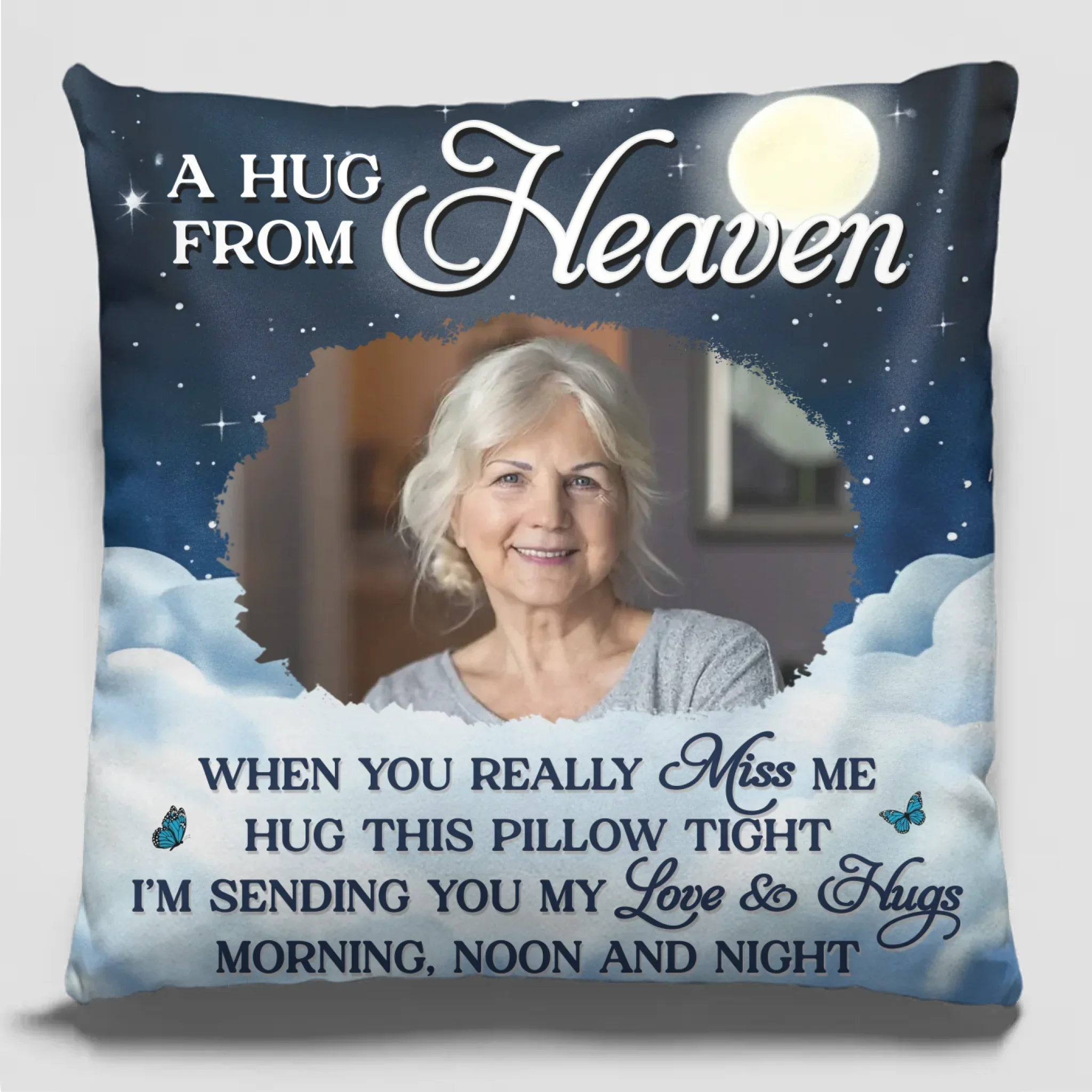Custom Photo Pillow - Personalized Christmas Memorial Sympathy Gifts For Loss Of Mom, Dad - Forever Remembered