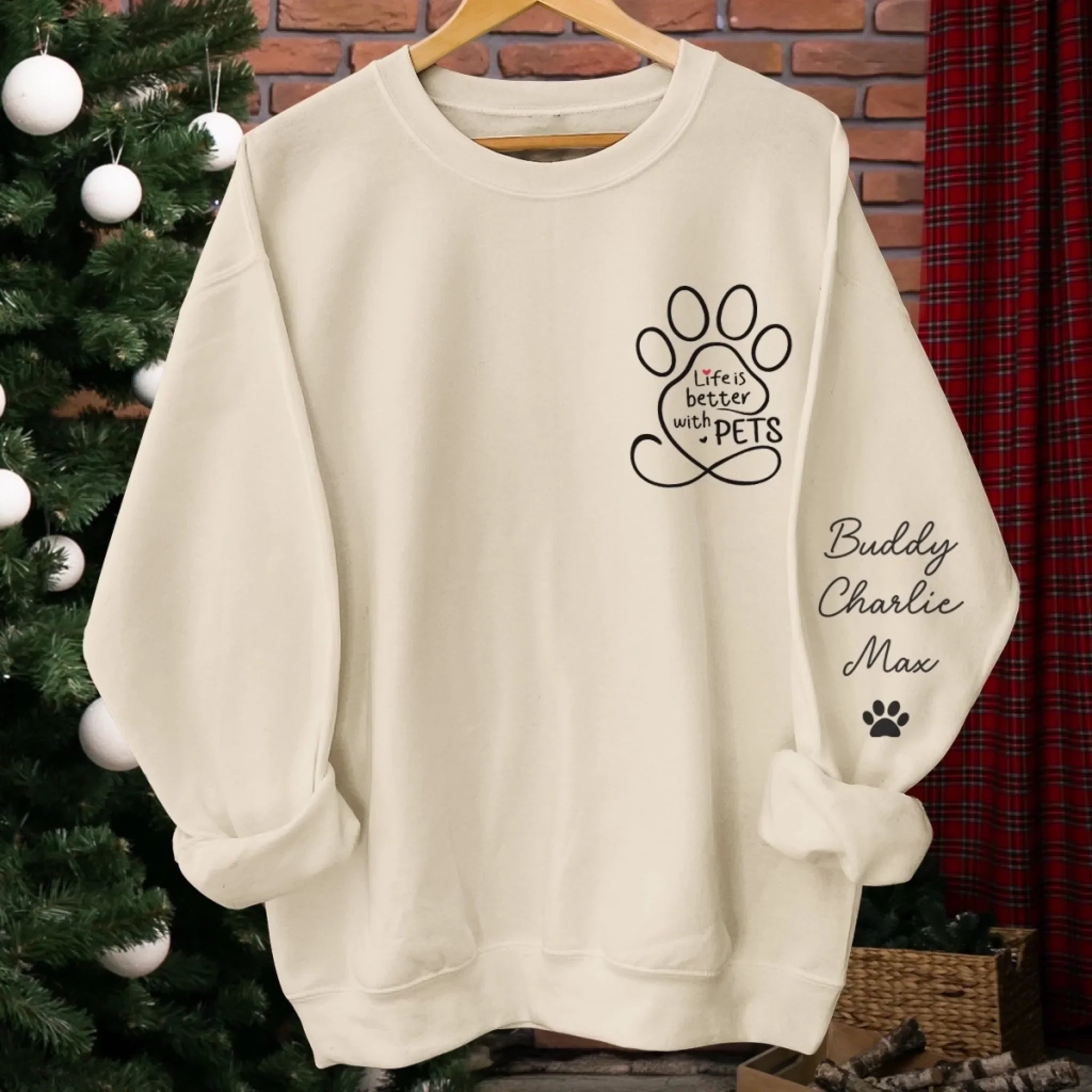 Custom Unisex Sweatshirt, Hoodie With Design On Sleeve -  Personalized Christmas Birthday Gifts For Dog Cat Lovers, Dog Dad And Mom, Cat Owners - Loved By My Fur Crew