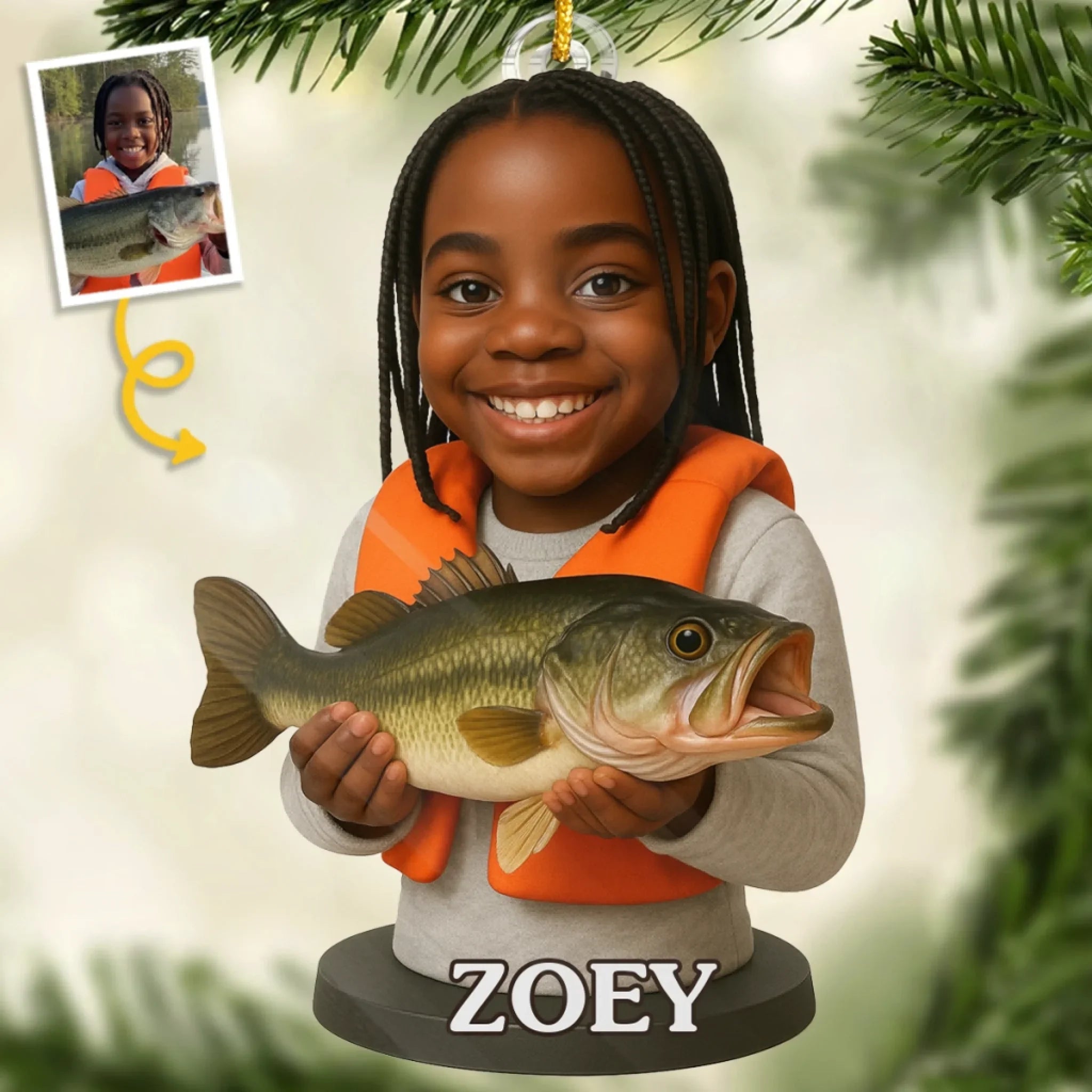 Custom Photo Acrylic Ornament - Personalized Christmas Birthday Fishing Gifts For Fisherman - Little Hands, Big Fishing Adventures