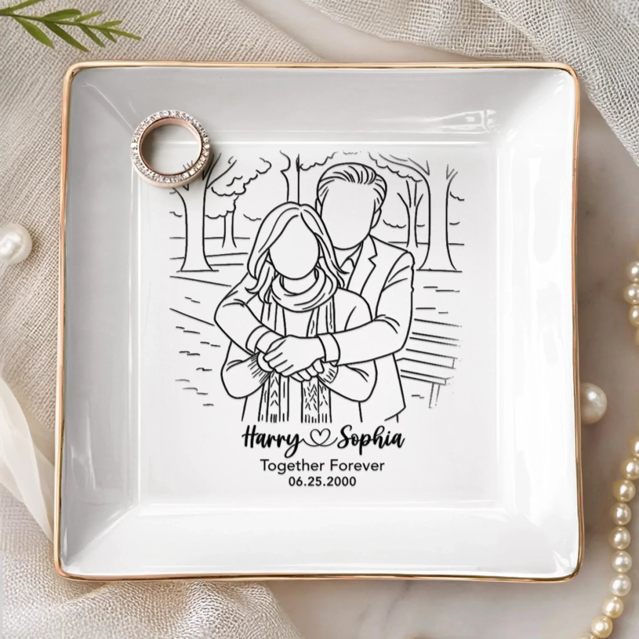 Custom Photo Jewelry Dish - Personalized Anniversary Wedding Gifts For Husband And Wife, Him And Her  - Forever Choosing You
