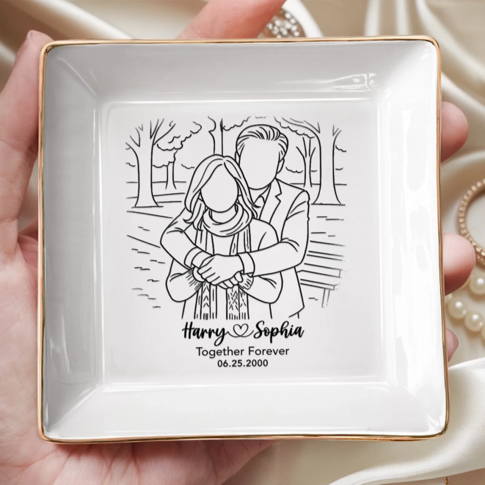 Custom Photo Jewelry Dish - Personalized Anniversary Wedding Gifts For Husband And Wife, Him And Her  - Forever Choosing You