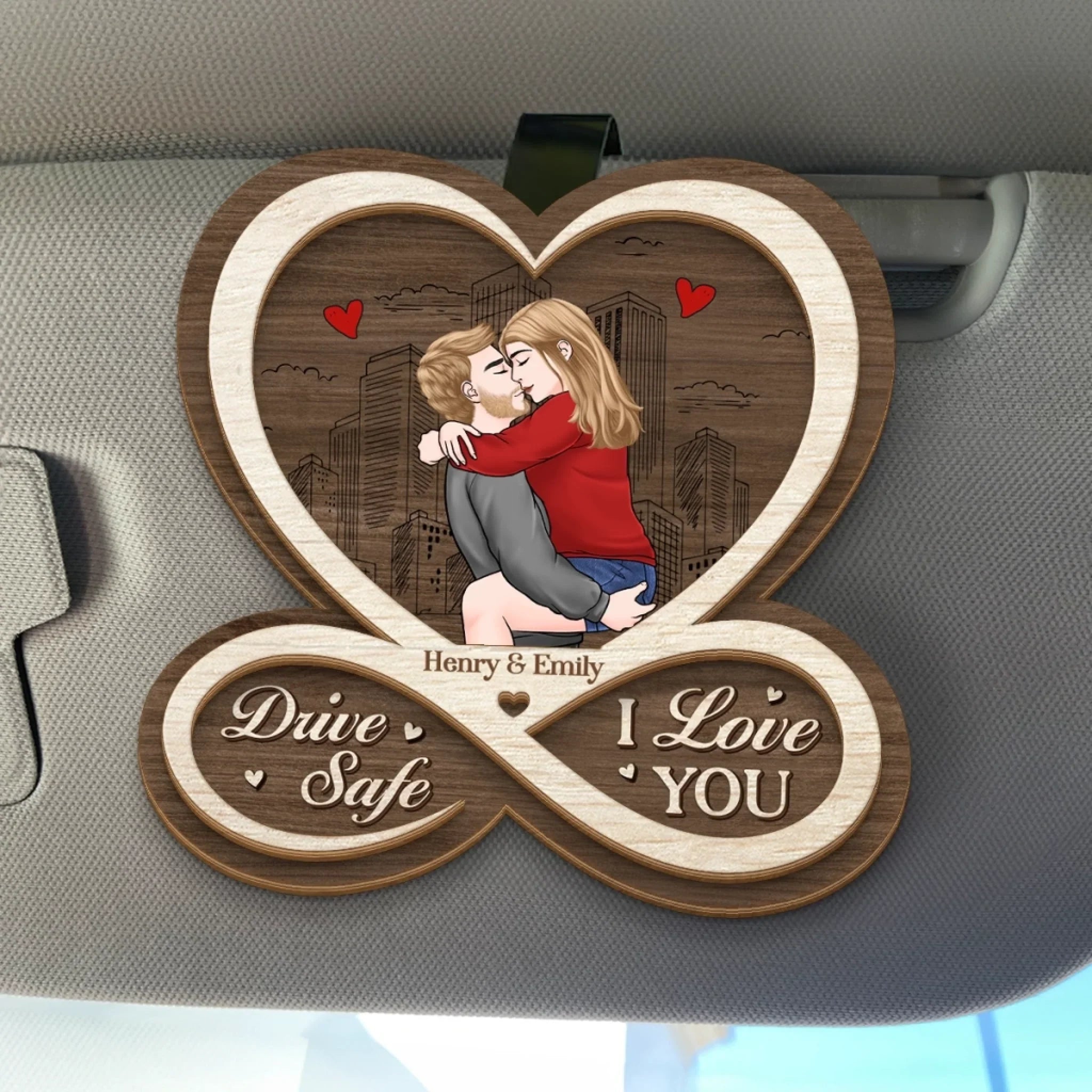 Custom Car Visor Clip - Personalized Anniversary Wedding Gifts For Husband And Wife, Him And Her - Holding On To Us