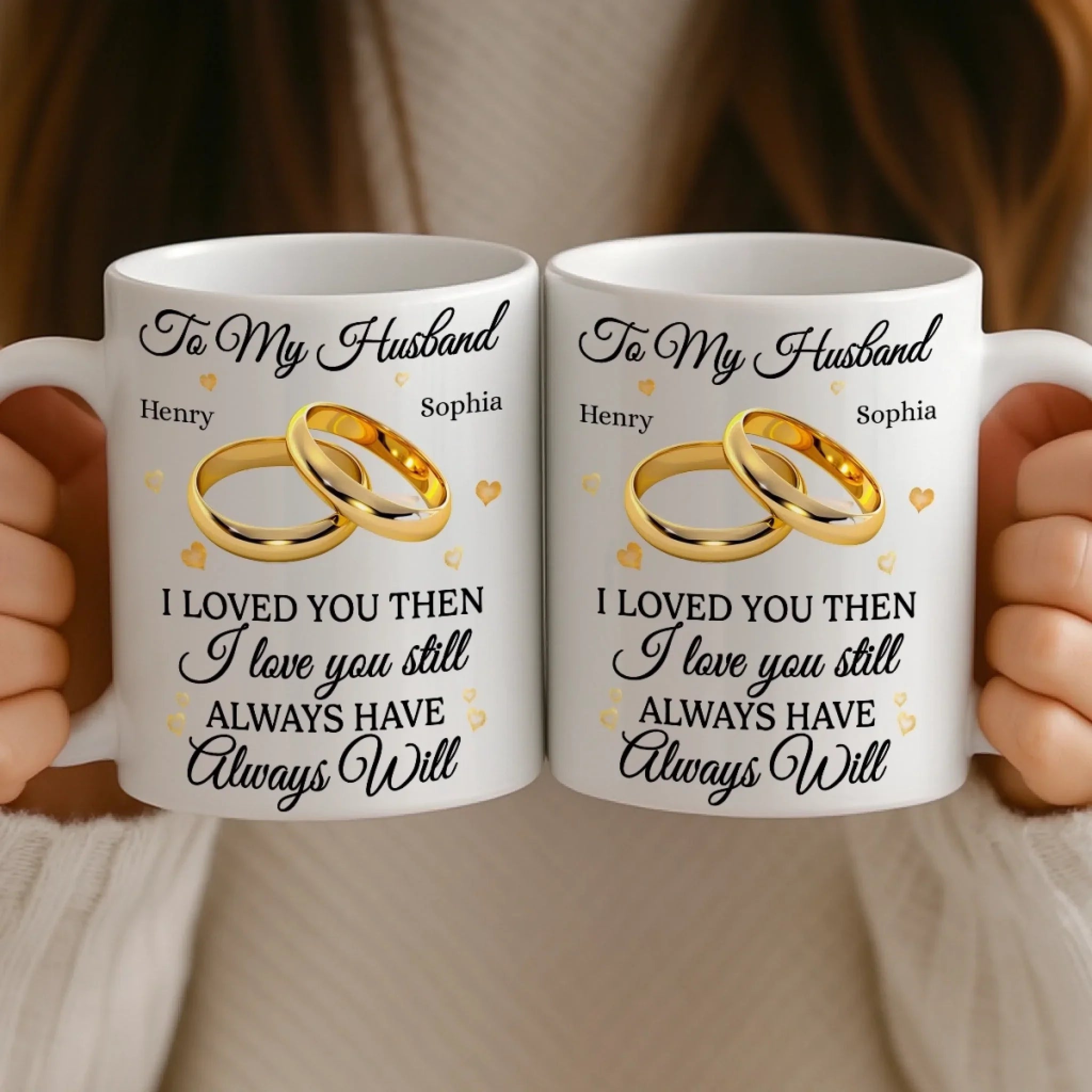 Custom Mug - Personalized Anniversary Wedding Gifts For Husband And Wife, Him And Her - Love You Then, Love You Now