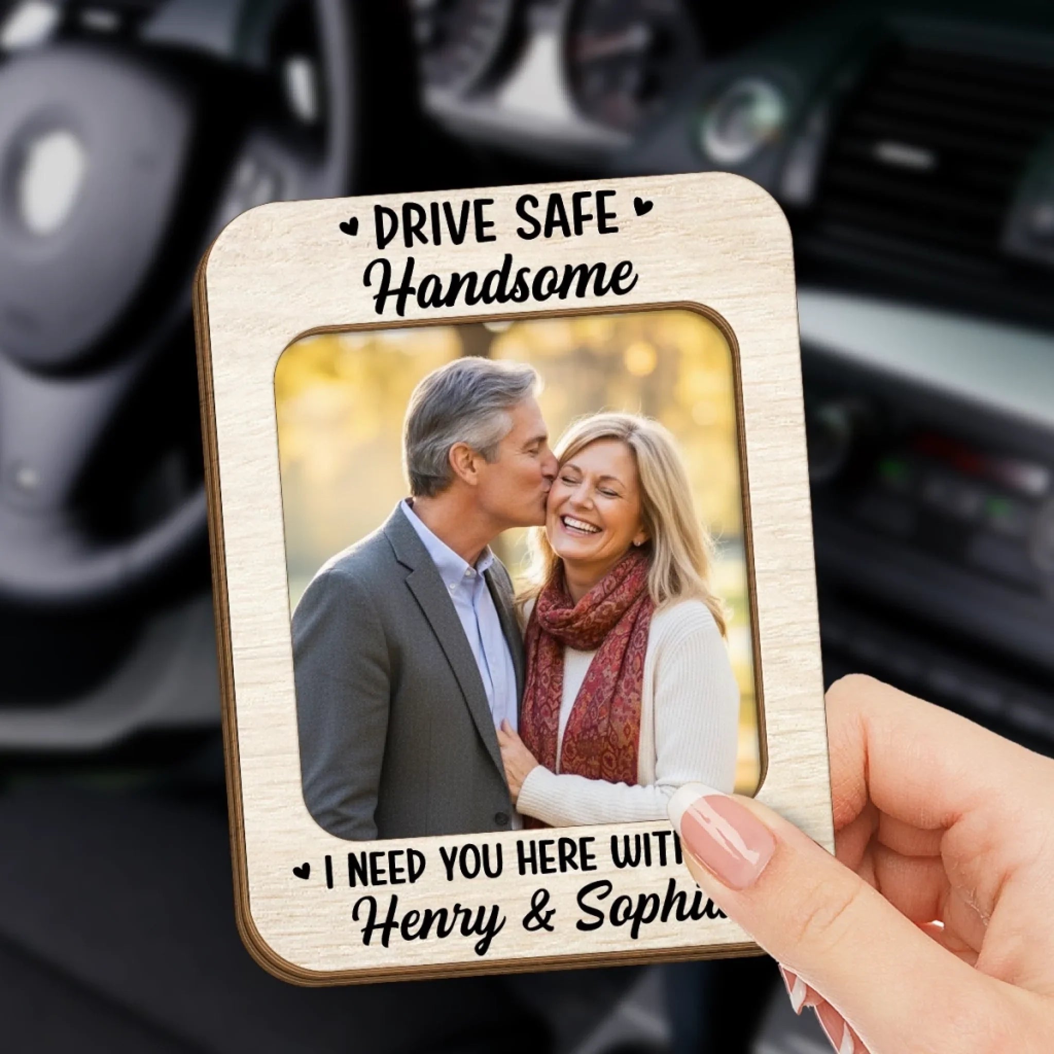 Custom Photo Car Visor Clip - Personalized Anniversary Wedding Gifts For Husband And Wife, Him And Her - I Need You Here With Me