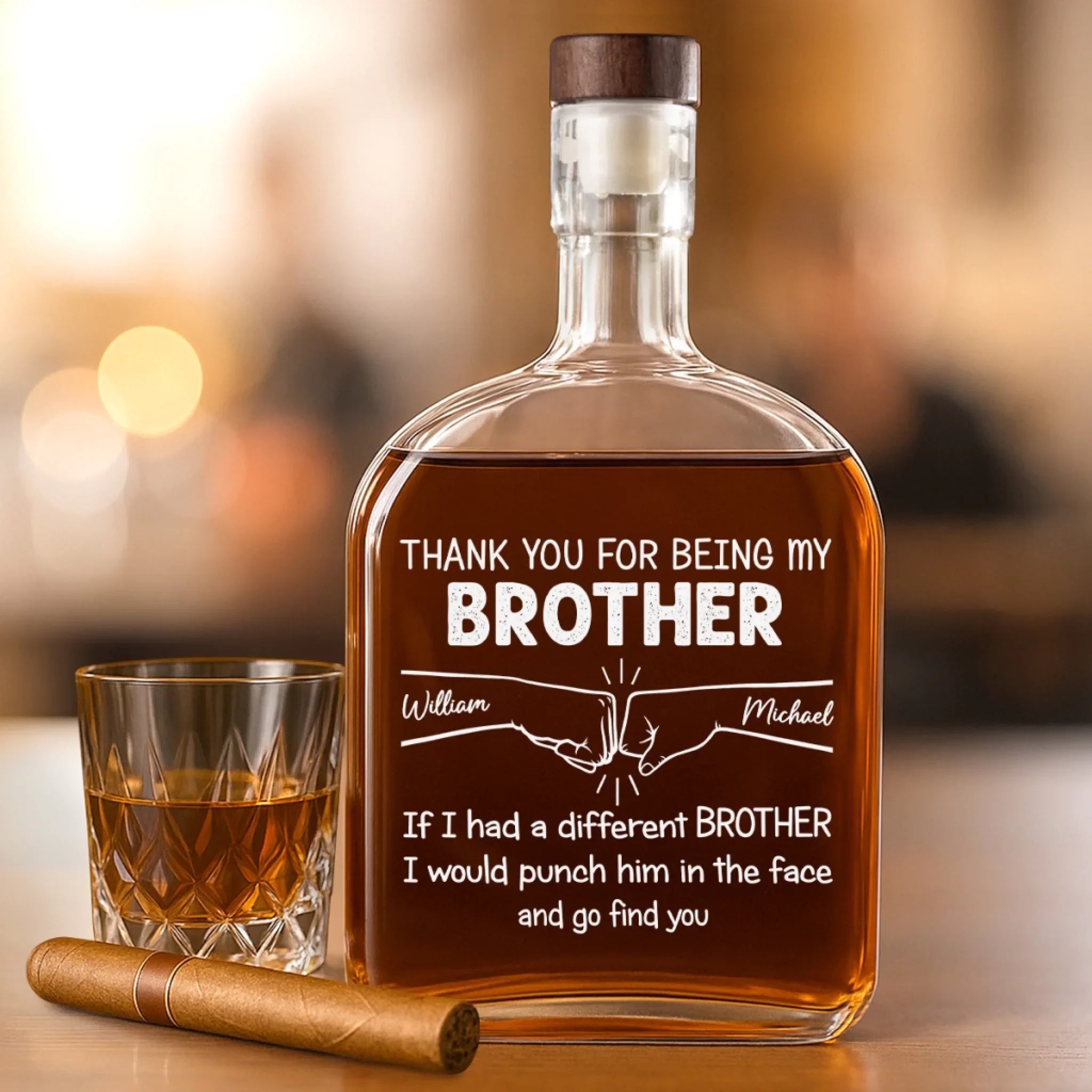 Custom Whiskey Bottle - Personalized Birthday Gifts For Mom, Dad, Brother, Sister, Best Friends - Best Brother Ever Cheers