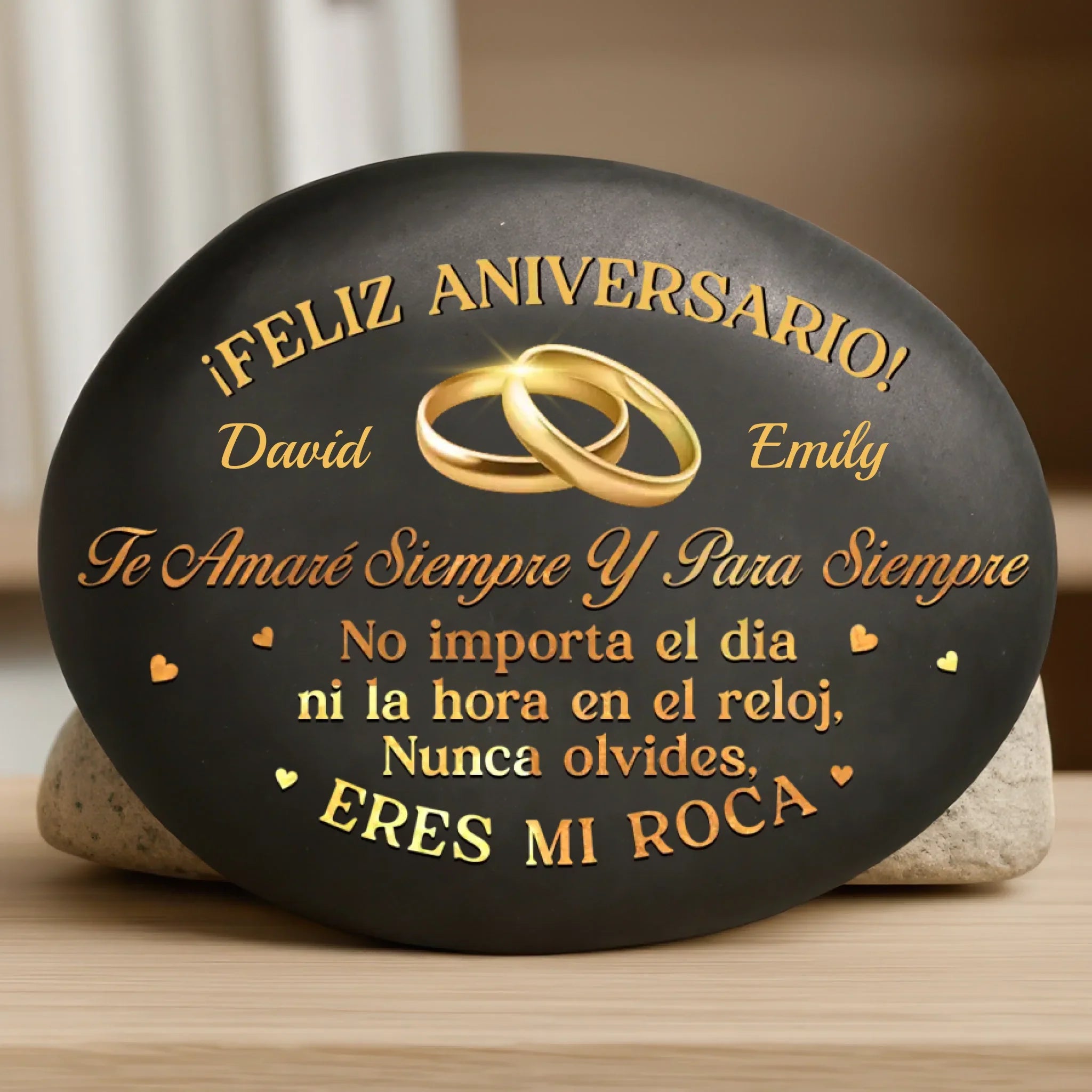 Roca Impresa Personalizada - Regalos Personalizados de Aniversario y Boda para Esposo y Esposa, l y Ella - El Amor Crece Con El Tiempo