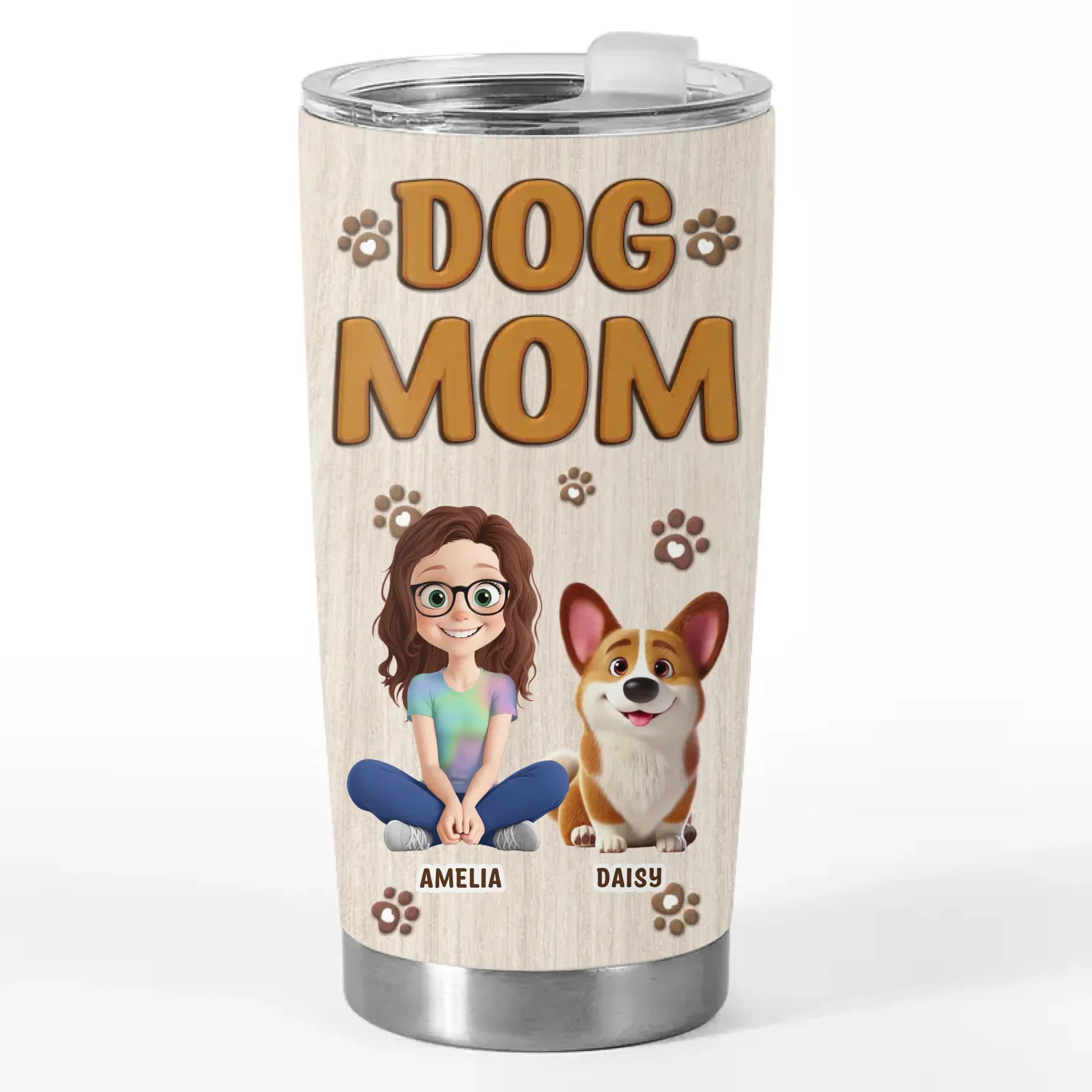 Custom Tumbler - Personalized Birthday Gifts For Dog Cat Lovers, Dog Dad And Mom, Cat Owners - Living My Best Dog Mom Life