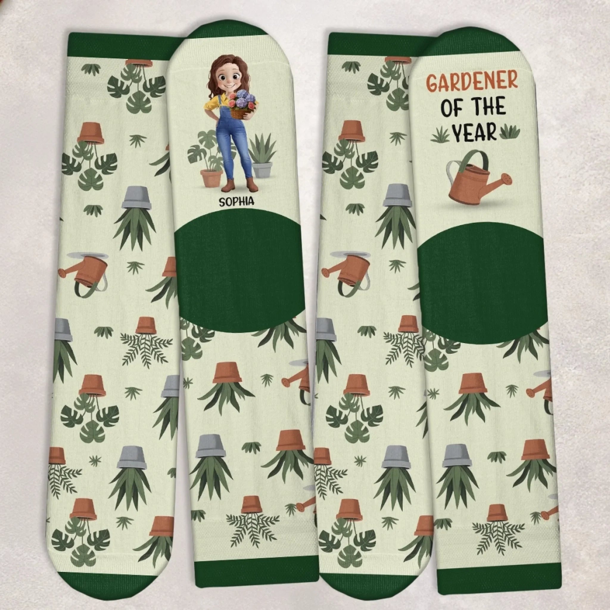 Custom Crew Socks - Personalized Birthday Garden Gifts For Gardeners - Plant Lady Energy