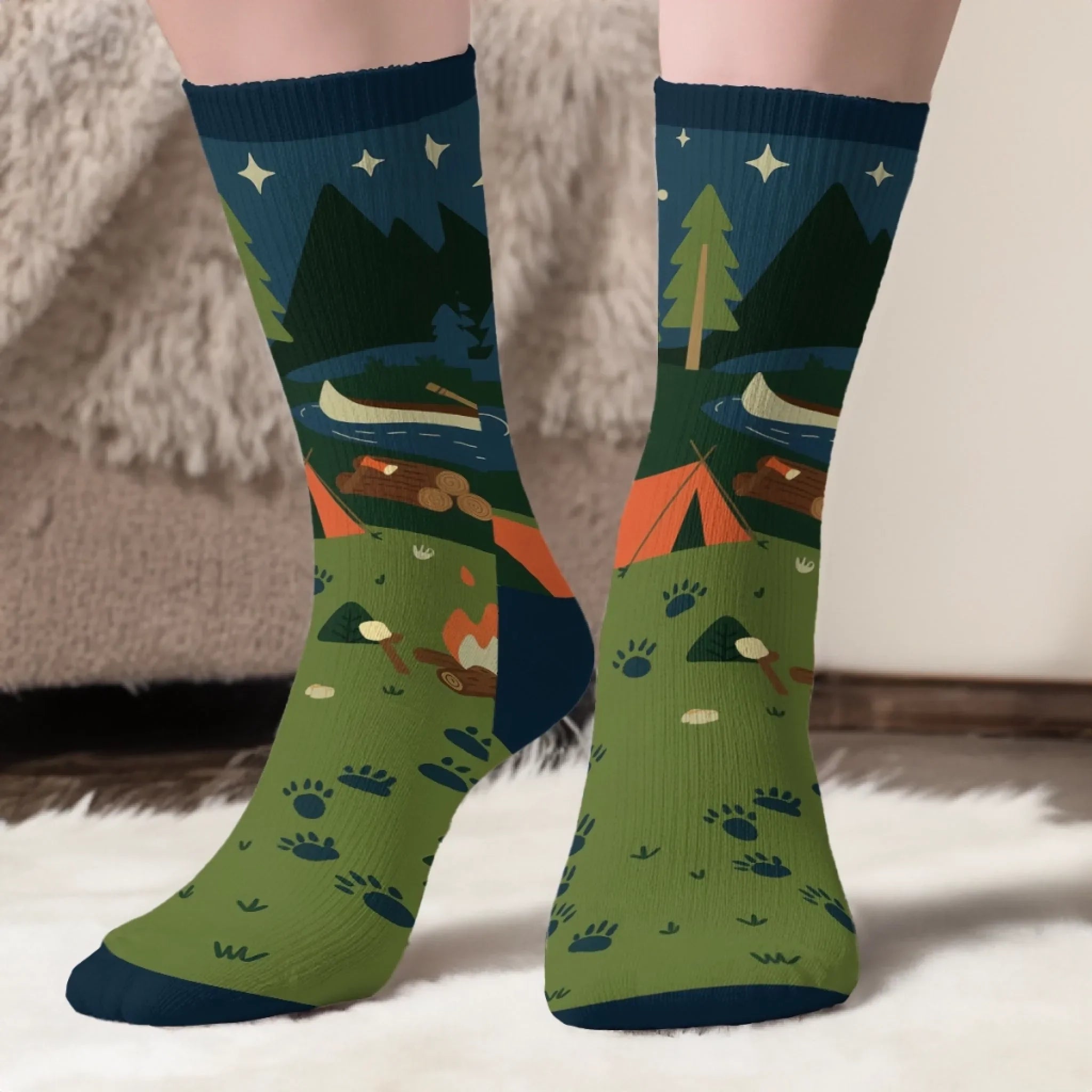 Custom Crew Socks - Personalized Birthday Camping Gifts For Campers - Camp Vibes Only