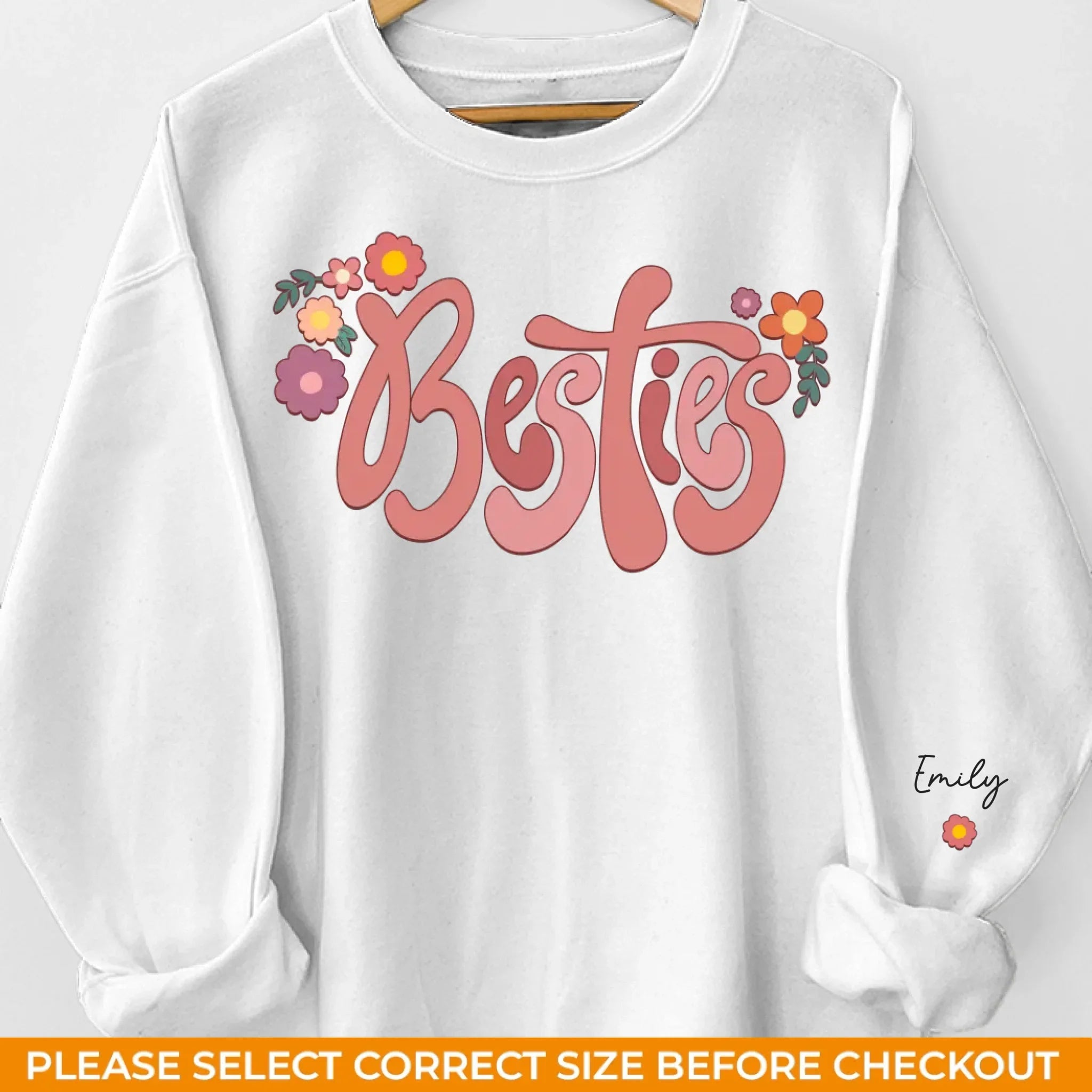 Friends Until The End - Bestie Personalized Custom Unisex Sweatshirt With Design On Sleeve - Gift For Best Friends, BFF, Sisters
