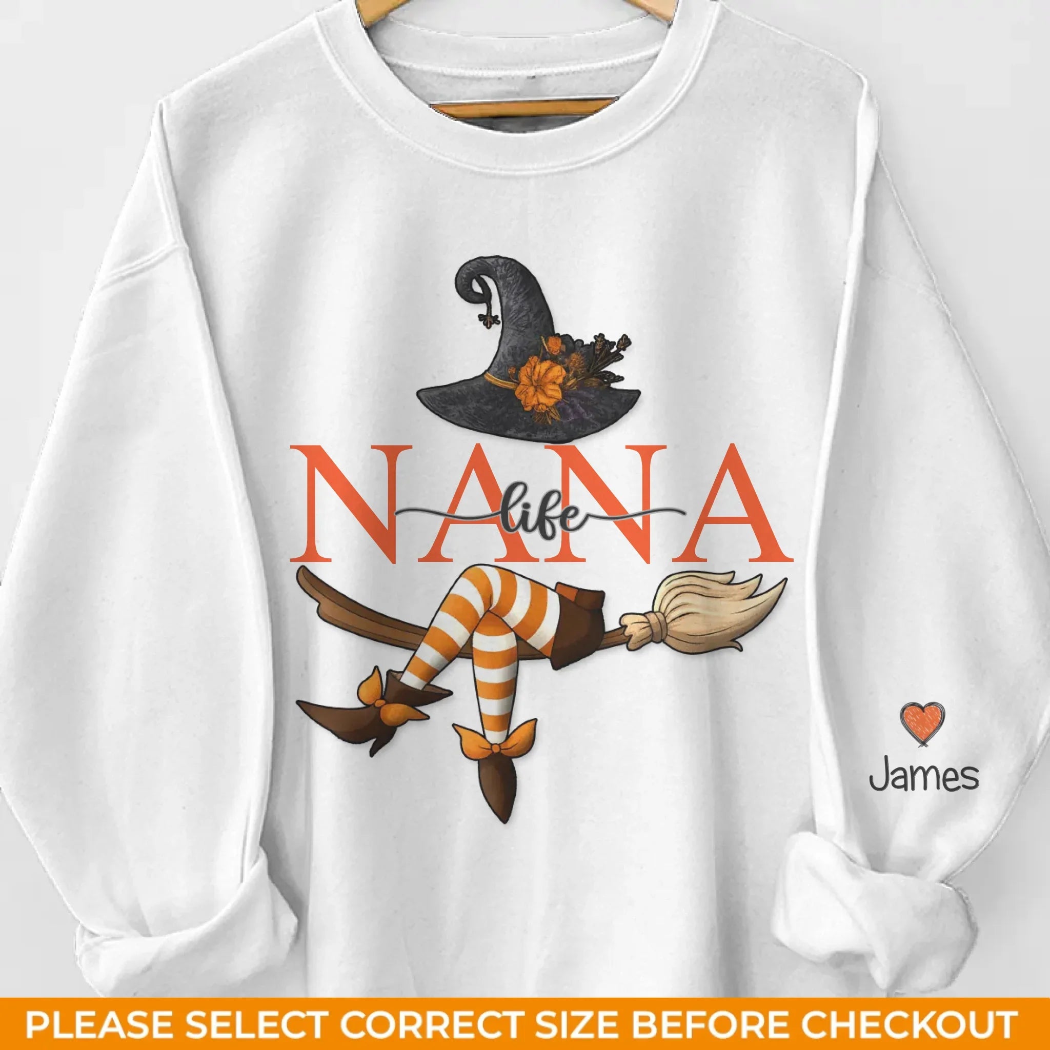 Custom Unisex Sweatshirt, Hoodie With Design On Sleeve - Personalized Halloween Birthday Gifts For Mom, Grandma - Bewitching Fun With Witchy Nana