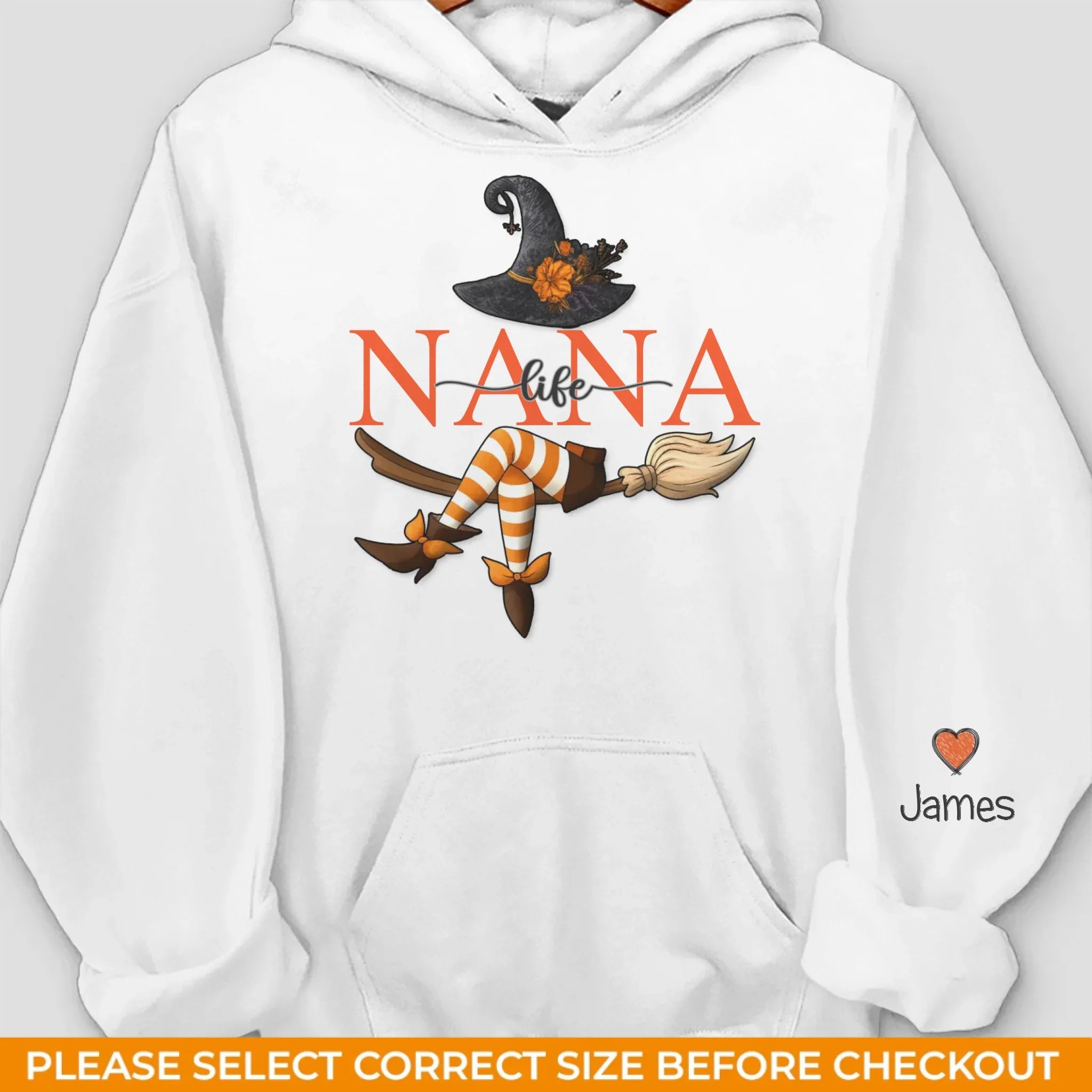 Custom Unisex Sweatshirt, Hoodie With Design On Sleeve - Personalized Halloween Birthday Gifts For Mom, Grandma - Bewitching Fun With Witchy Nana