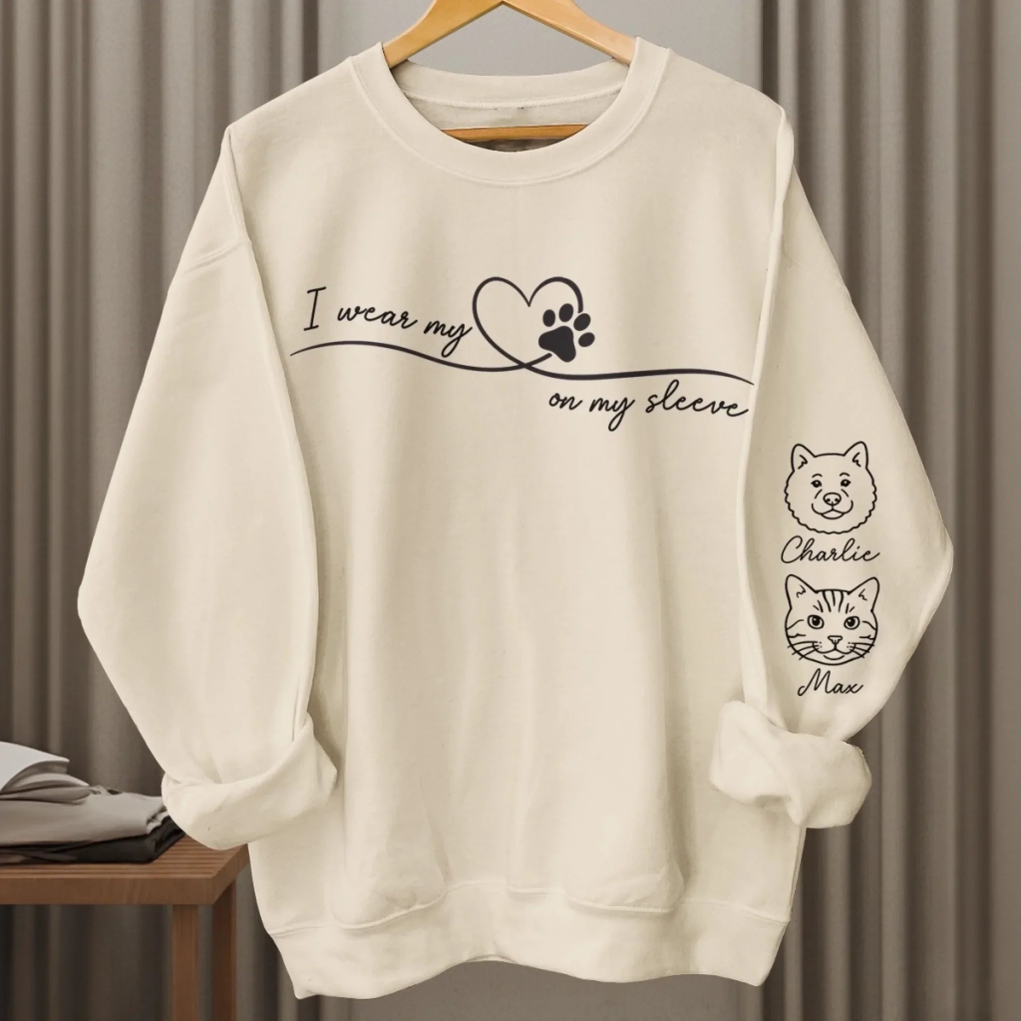 Custom Unisex Sweatshirt, Hoodie With Design On Sleeve - Personalized Christmas Birthday Gifts For Dog Cat Lovers, Dog Dad And Mom, Cat Owners - My Heart Runs On Paw Power