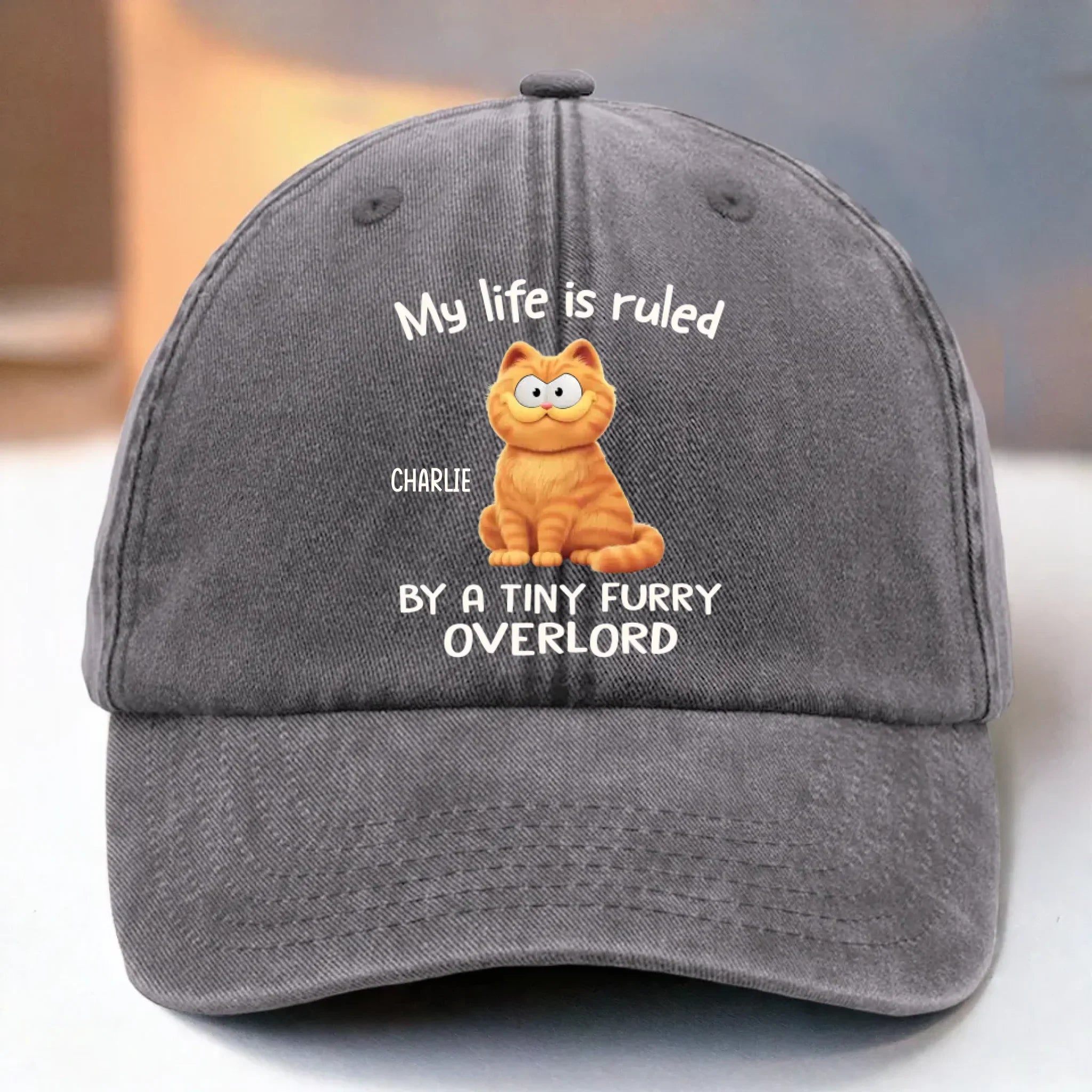 Custom Vintage Washed Denim Baseball Cap US - Personalized Birthday Gifts For Cat Lovers, Cat Mom And Dad - Feline Overlord Approved