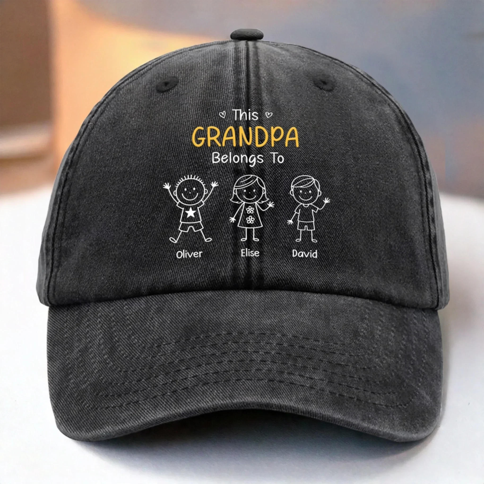 Custom Vintage Washed Denim Baseball Cap US - Personalized Birthday Gifts For Dad, Grandpa - Best Dad Best Childhood Ever