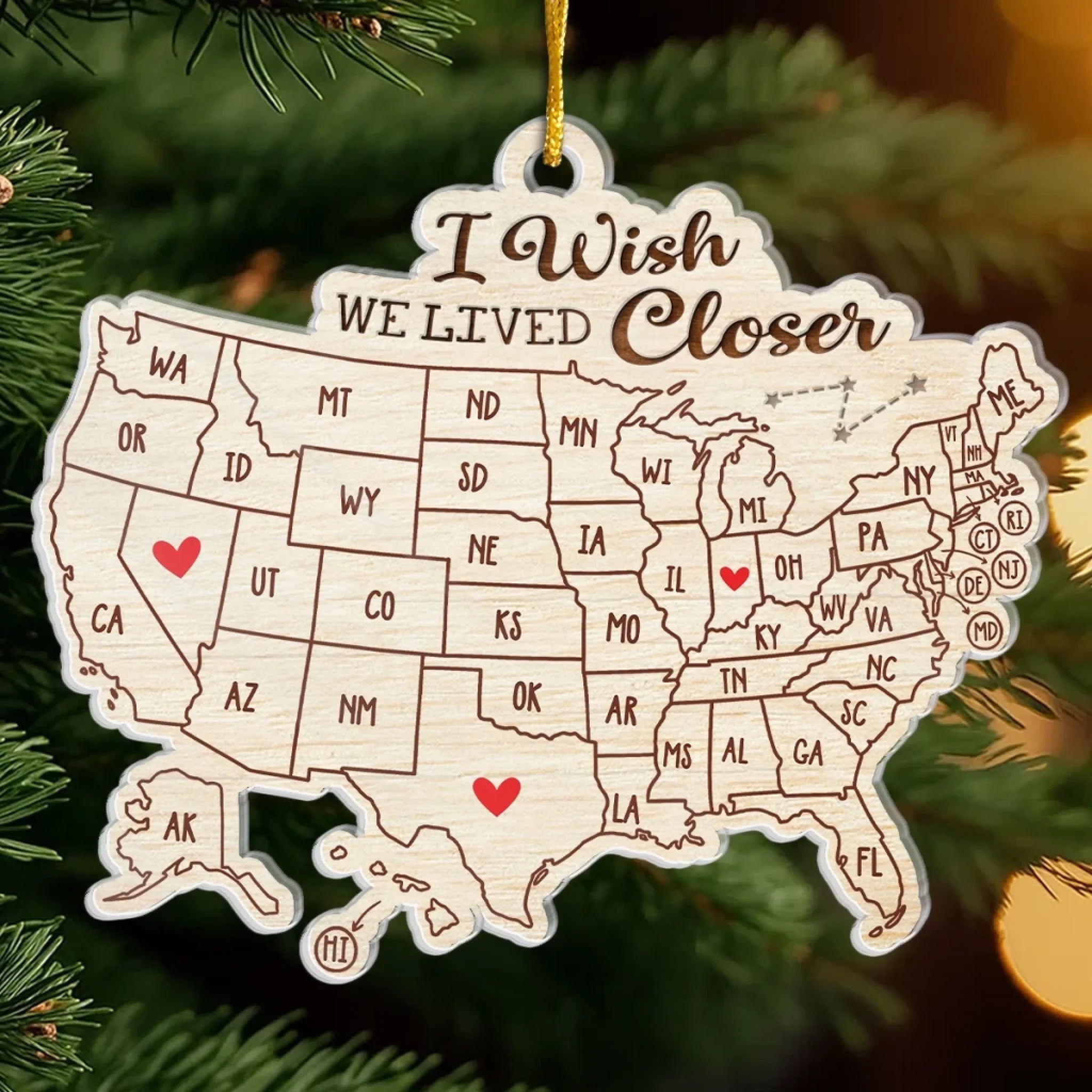 Custom Long Distance Acrylic Ornament - Personalized Best Friend Christmas Birthday Gifts For Women, Besties, Sisters, BFF - Besties Across The Miles