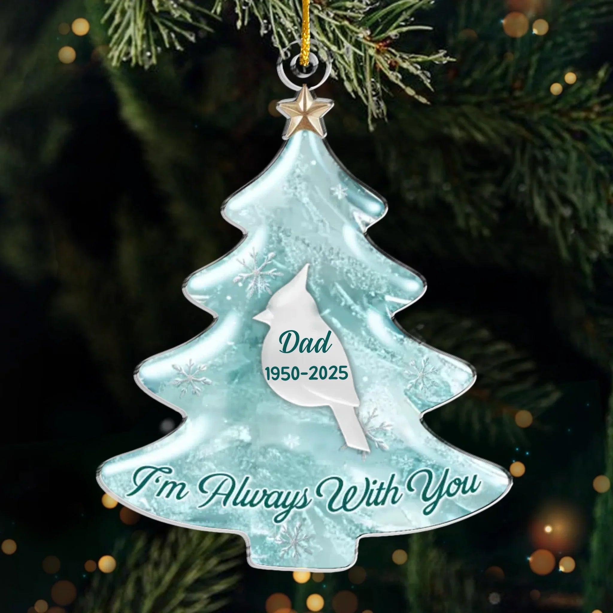 Custom Cardinal Acrylic Ornament - Personalized Christmas Memorial Sympathy Gifts For Loss Of Mom, Dad - Your Love Lives On