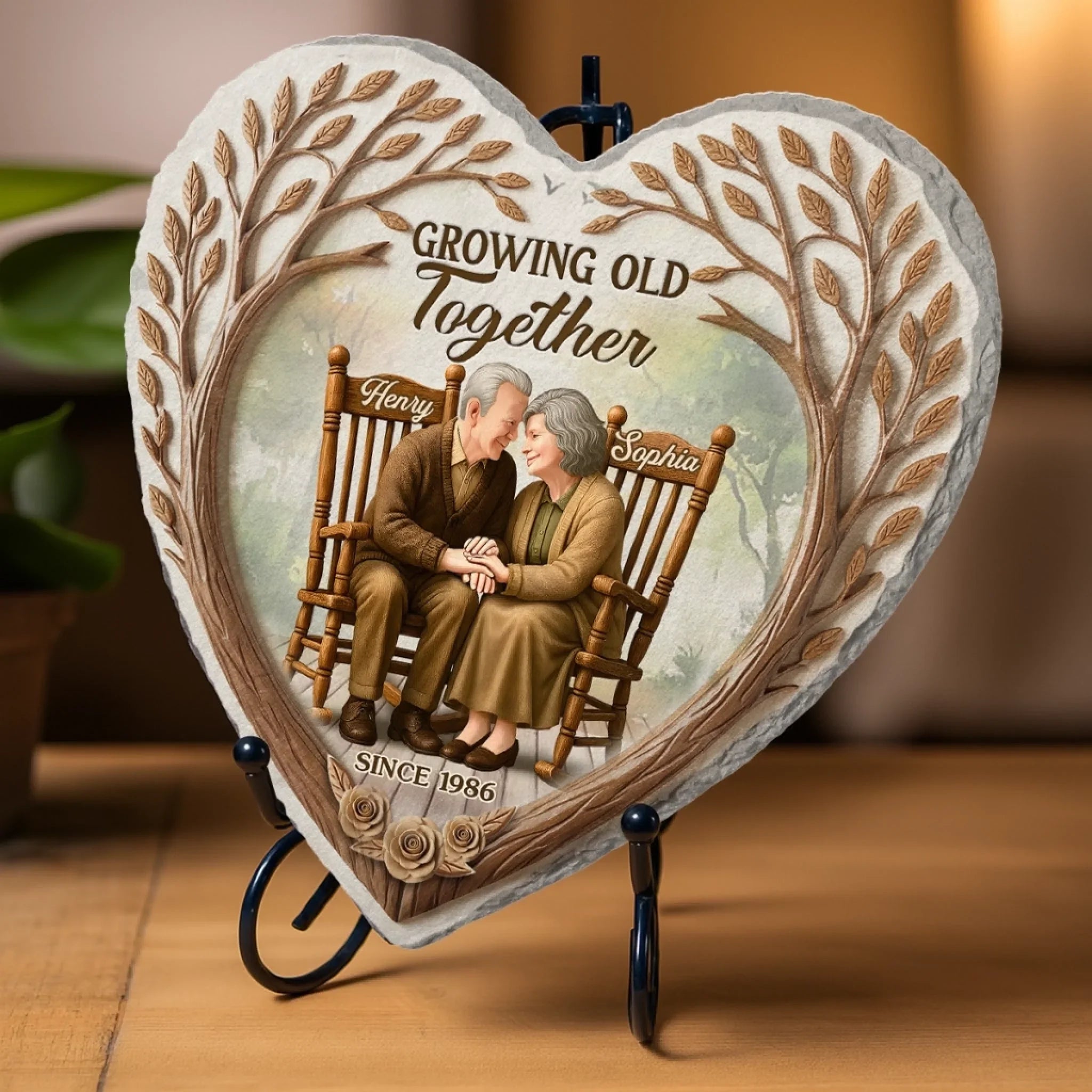 Custom Heart Shaped Memorial Stone - Personalized Anniversary Wedding Gifts For Husband And Wife, Him And Her - Eternally Loved