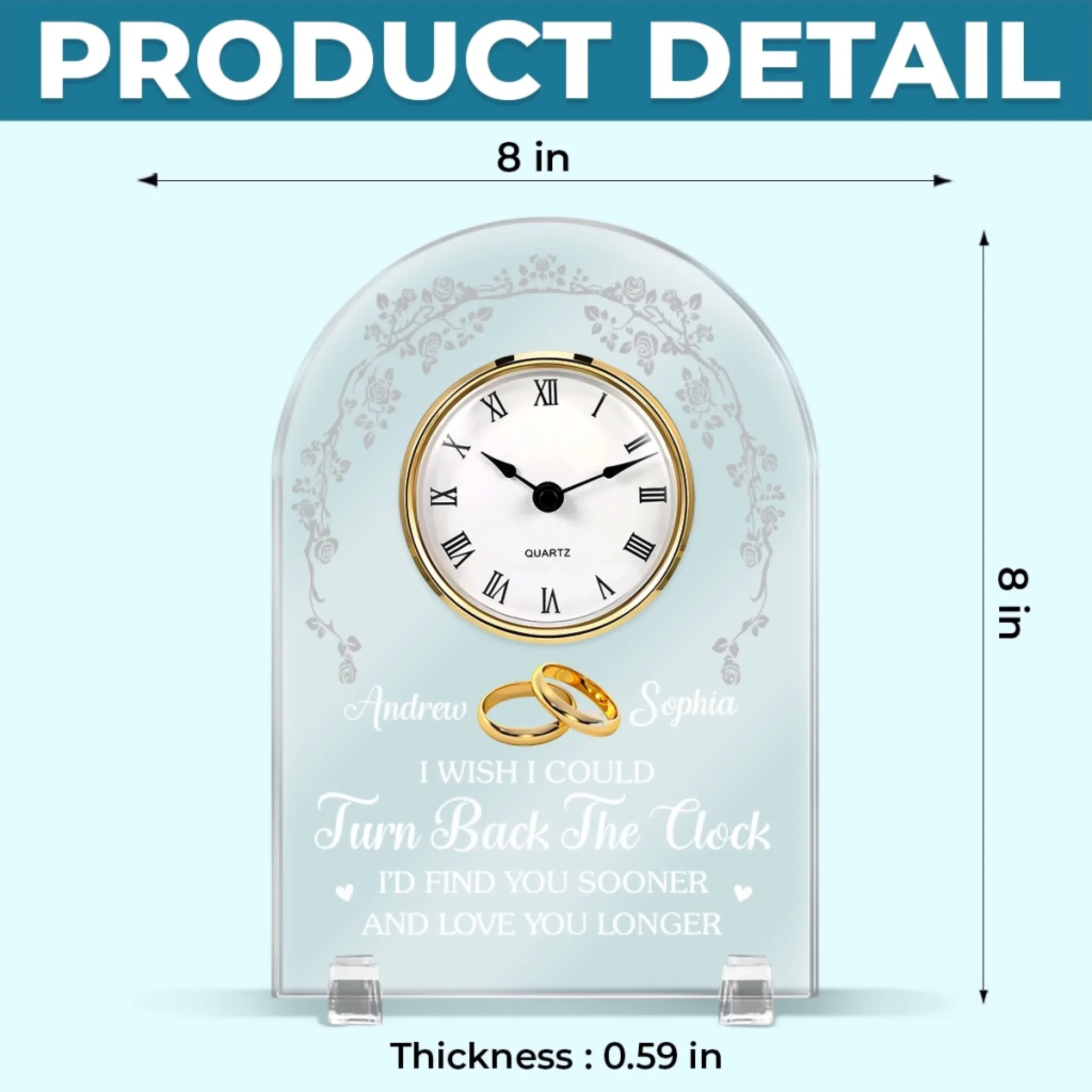 Custom Acrylic Desk Clock - Personalized Anniversary Wedding Gifts For Husband And Wife, Him And Her - You Me Same Forever Energy