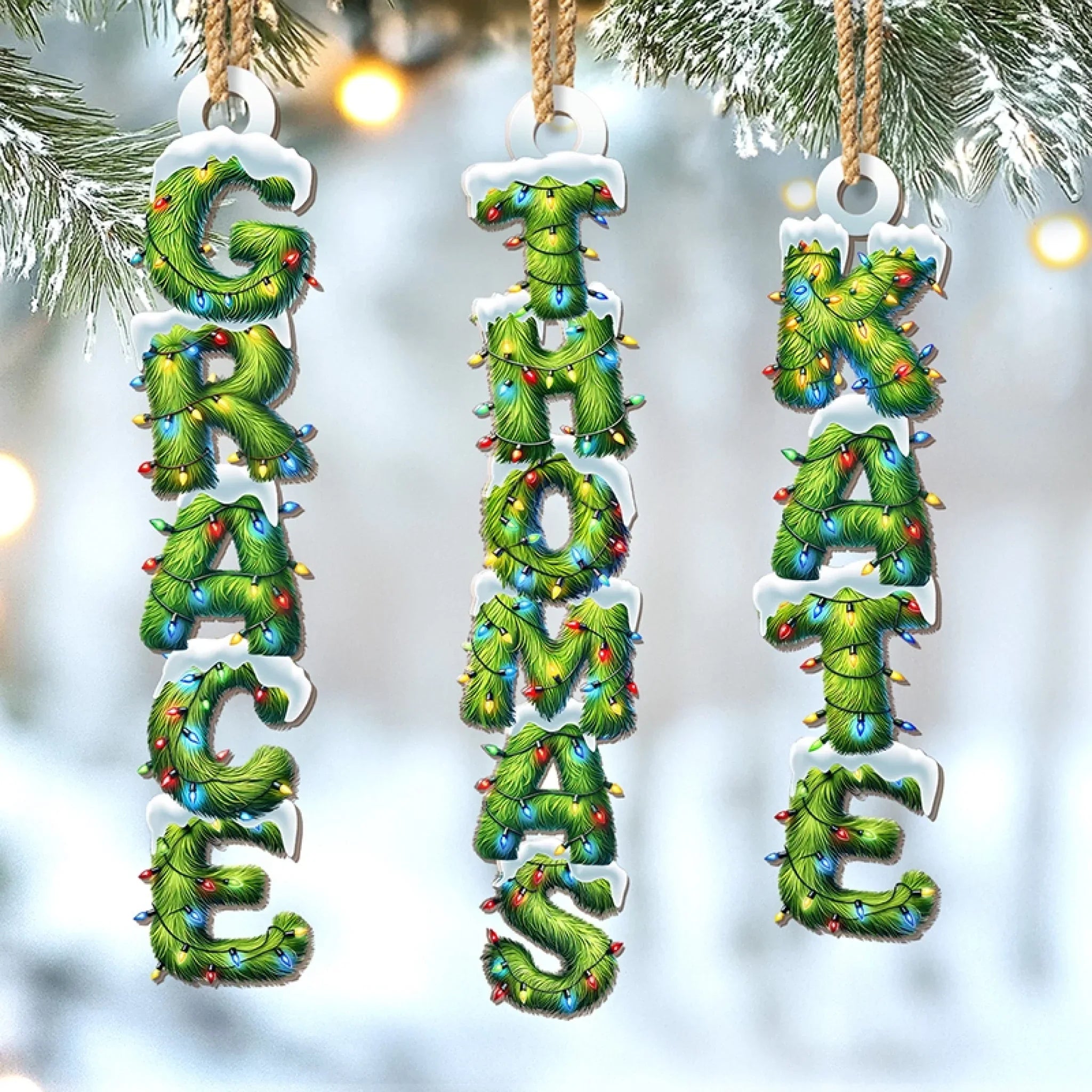 Custom Pine Tree Letter Wooden Ornament - Personalized Christmas Birthday Gifts For Mom, Dad, Brother, Sister, Kids - Home Is Wherever We Gather