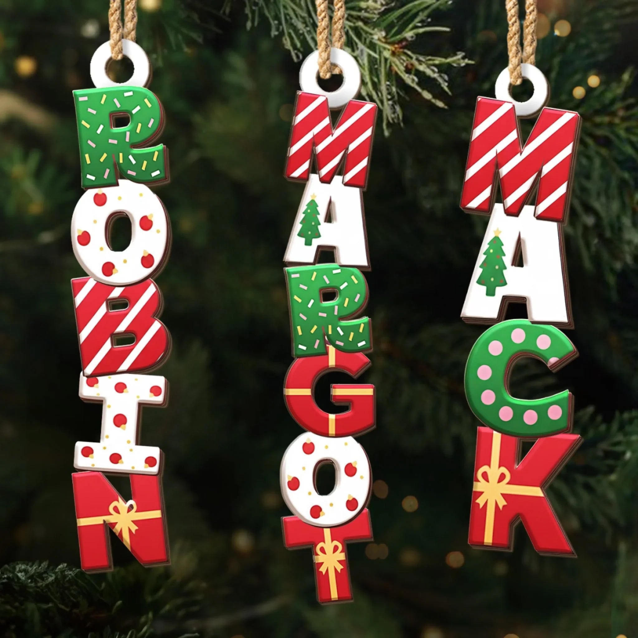 Custom Letter Wooden Ornament - Personalized Christmas Birthday Gifts For Mom, Dad, Brother, Sister, Kids - A Little Candy Cane Magic