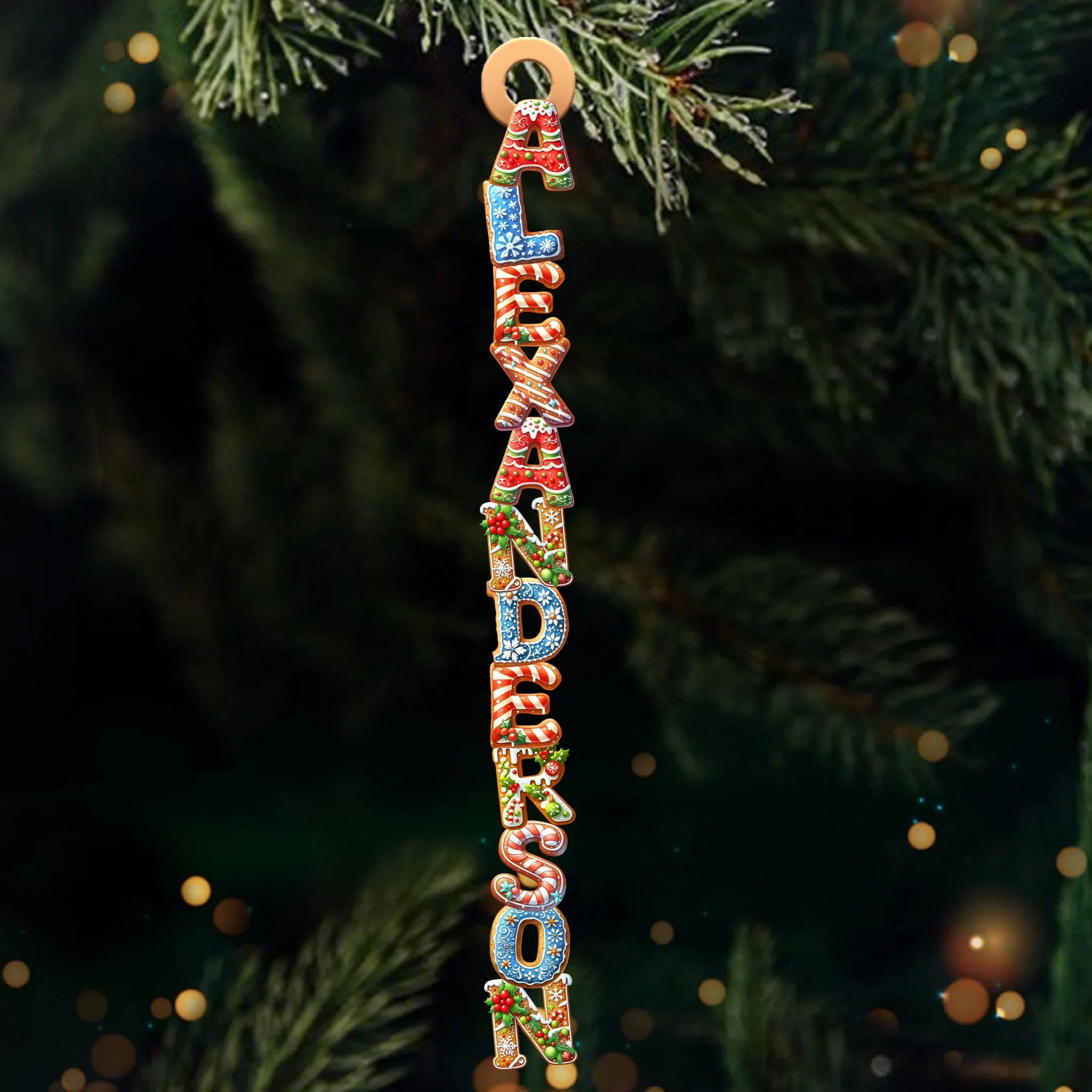 Custom Gingerbread Letter Wooden Ornament - Personalized Christmas Birthday Gifts For Mom, Dad, Brother, Sister, Kids - The Sweetest Stocking Stuffer