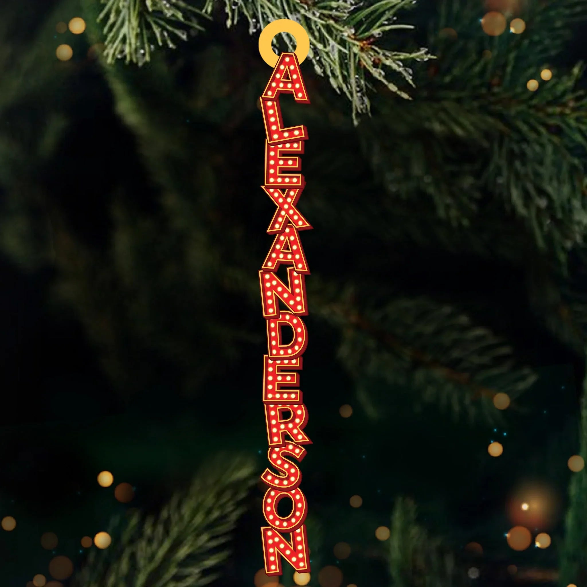 Custom Marquee Letter Wooden Ornament - Personalized Christmas Birthday Gifts For Mom, Dad, Brother, Sister, Kids - Holiday Marquee Moment