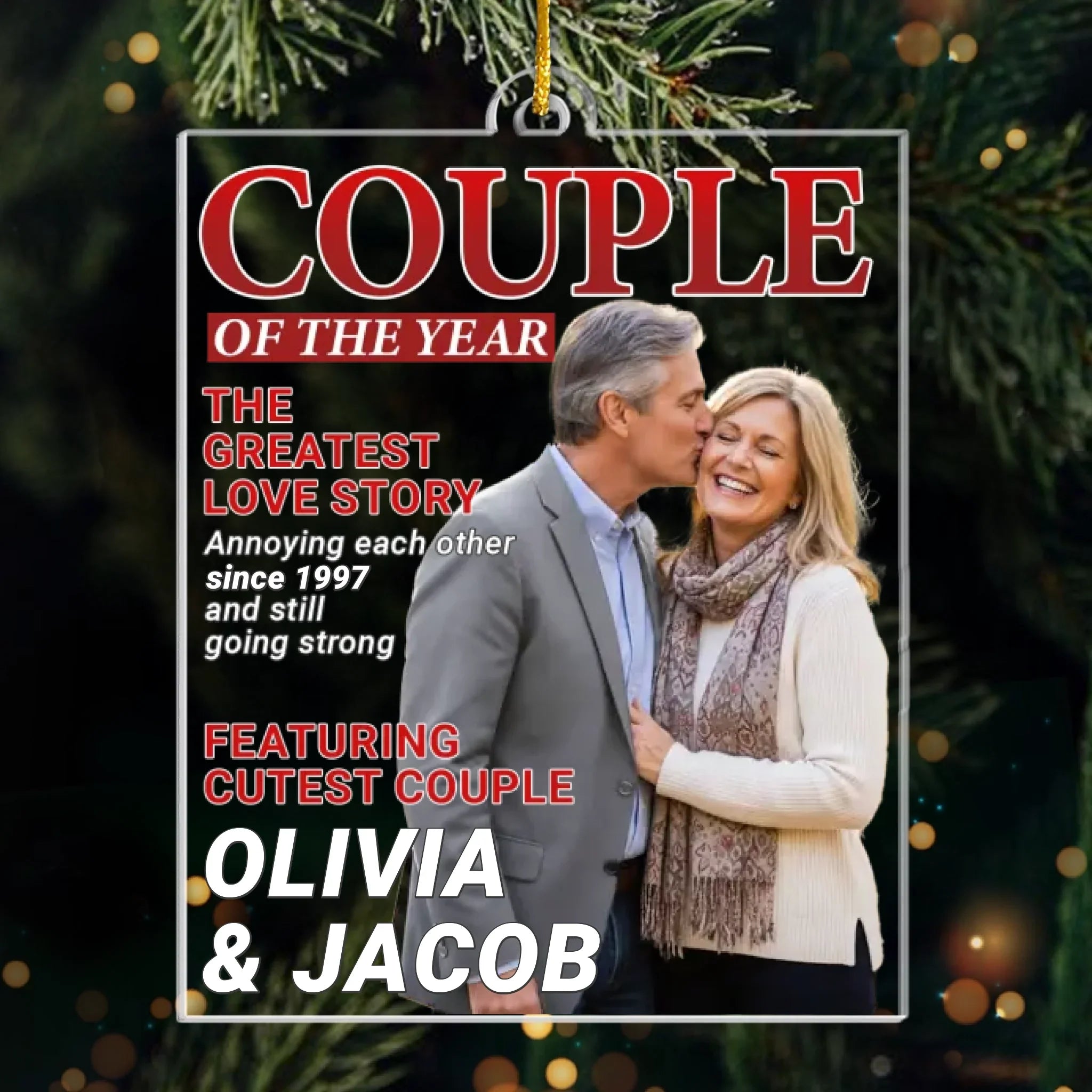 Custom Photo Magazine Acrylic Ornament - Personalized Anniversary Christmas Wedding Gifts For Husband And Wife, Him And Her - Still Choosing You Every Day