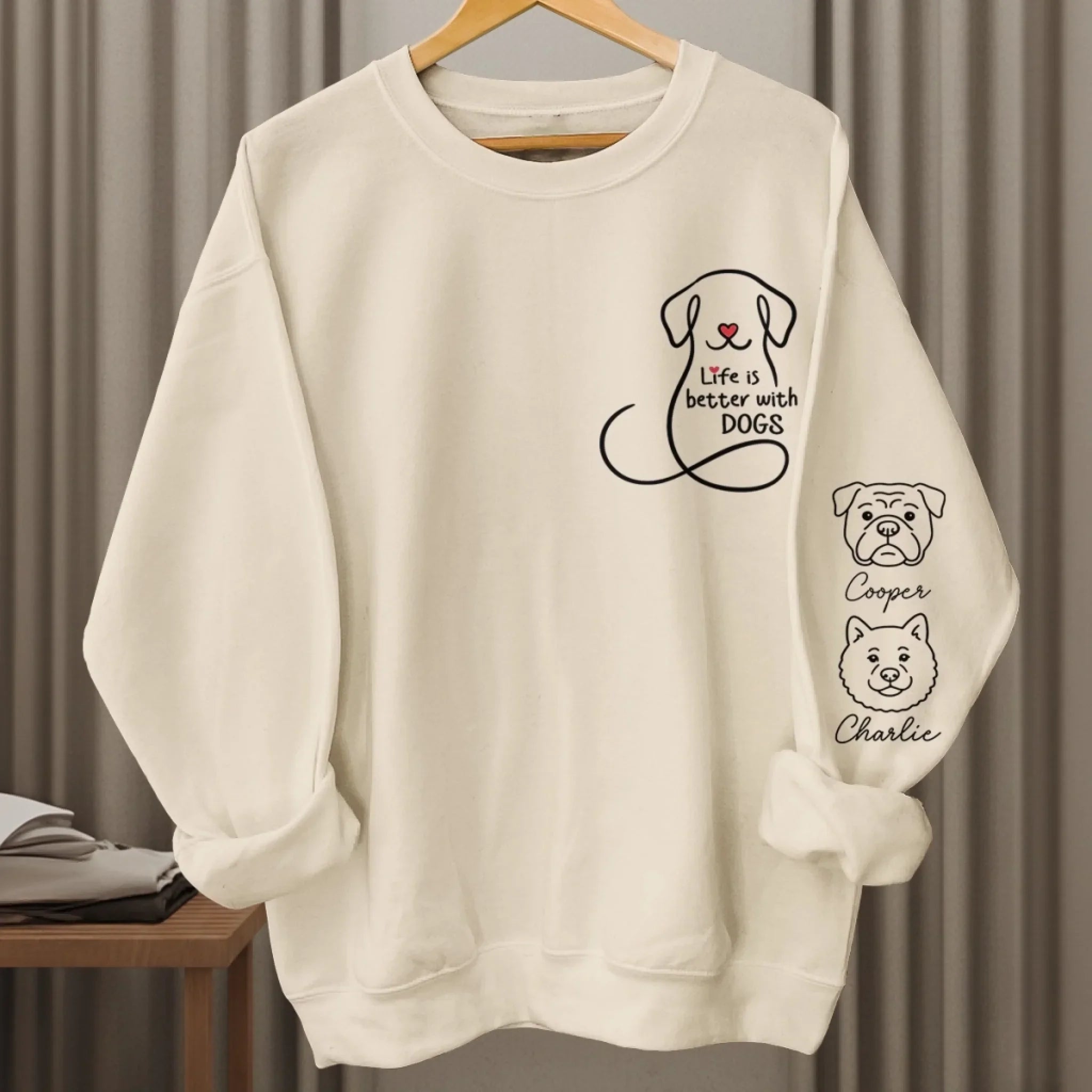 Custom Unisex Sweatshirt, Hoodie With Design On Sleeve - Personalized Christmas Birthday Gifts For Dog Lovers, Dog Dad And Mom - Dogs Make Everything Better