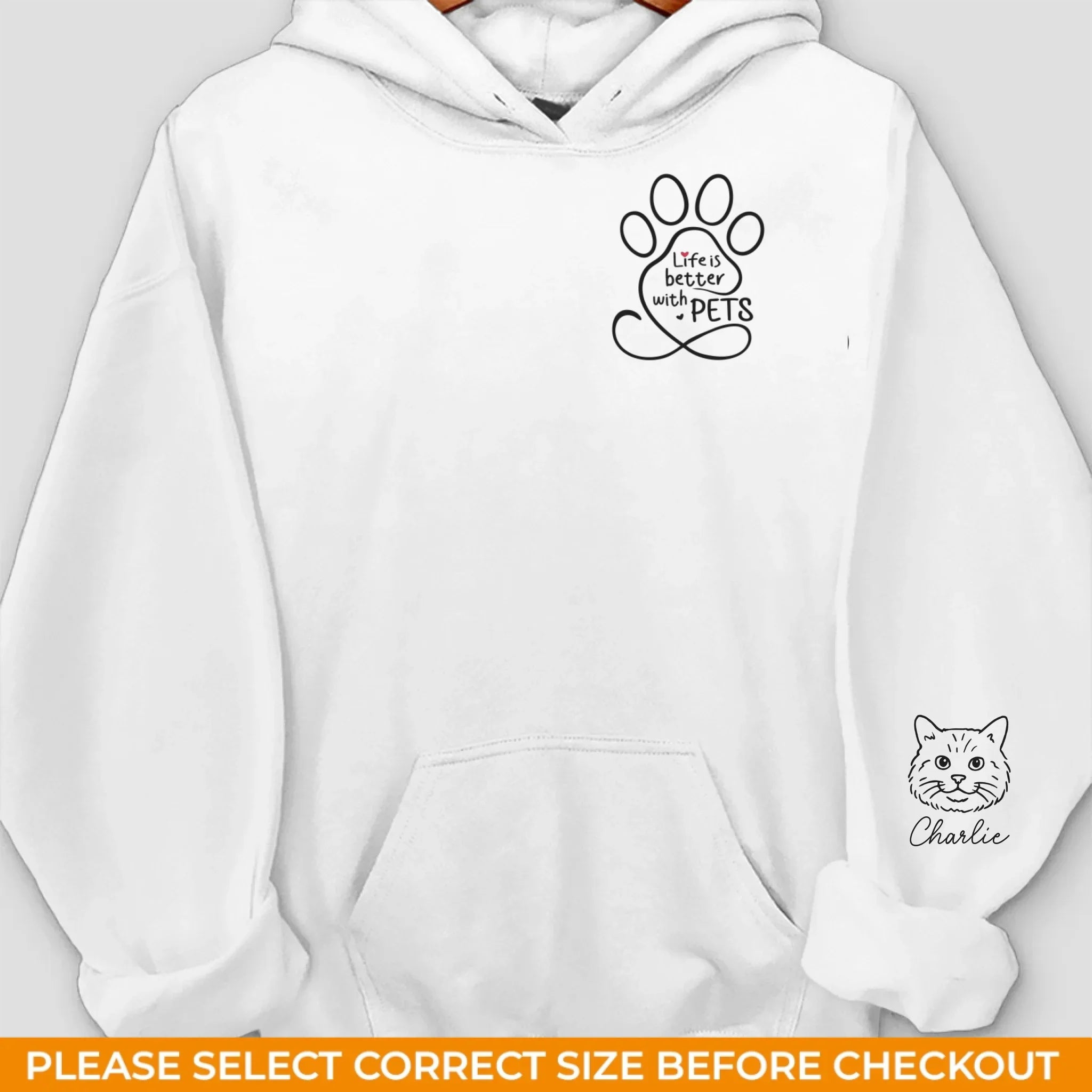 Custom Unisex Sweatshirt, Hoodie With Design On Sleeve - Personalized Christmas Birthday Gifts For Dog Cat Lovers, Dog Dad And Mom, Cat Owners - Life Is Better With Pets