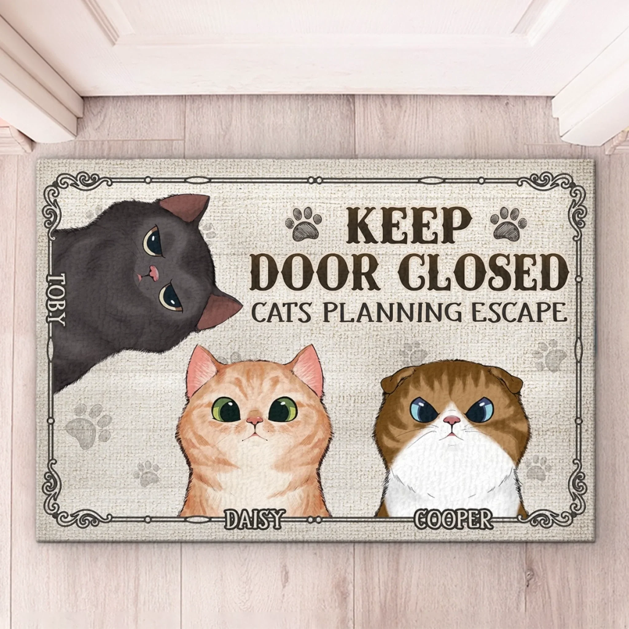 Custom Home Decor Decorative Mat - Personalized  Birthday Gifts For Cat Lovers, Cat Mom And Dad - Escape Artists On Standby