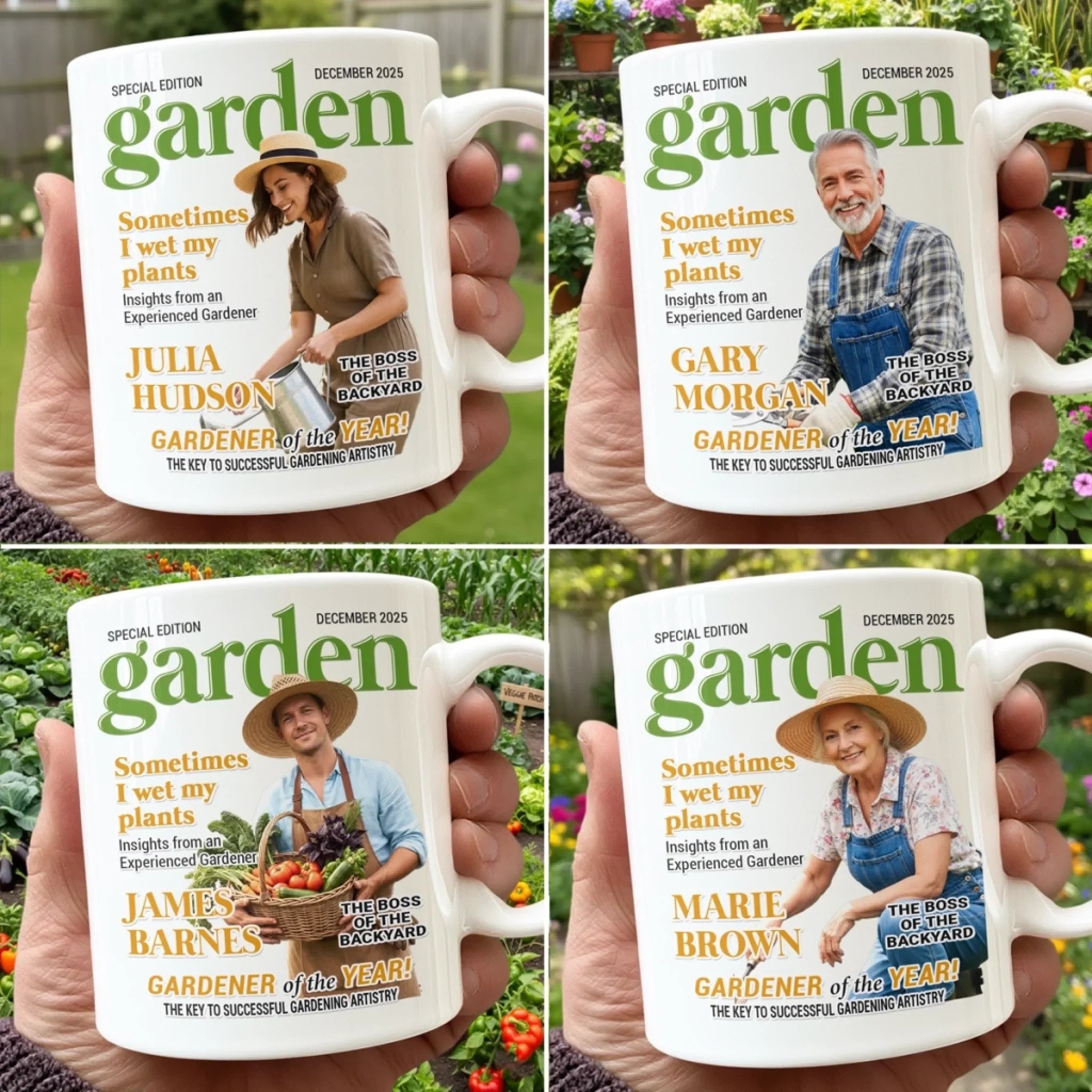 Custom Photo Magazine Mug - Personalized  Christmas Birthday Garden Gifts For Gardeners - Dirt Therapy Enthusiast