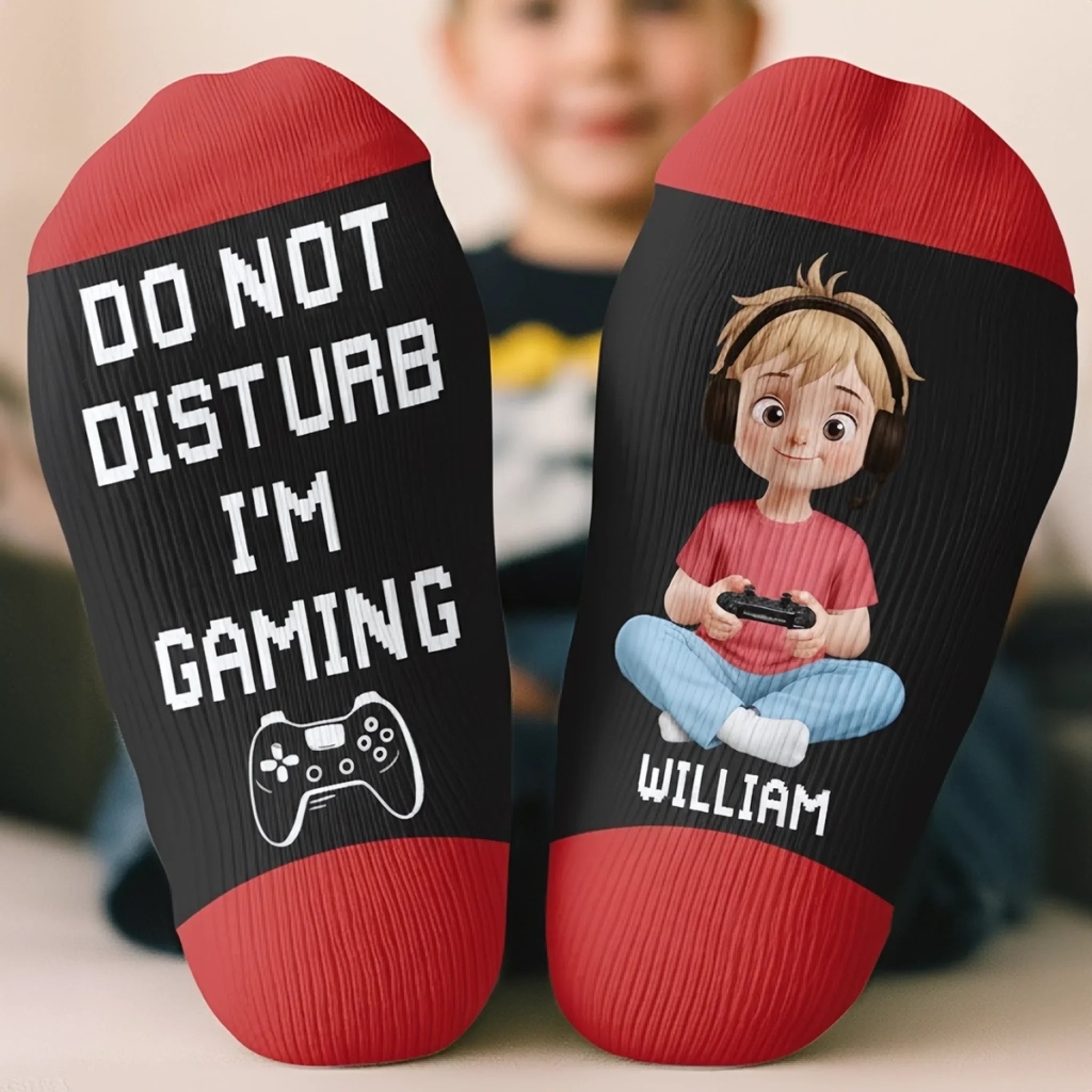 Custom Crew Socks - Personalized Birthday Gaming Gifts For Kids - Busy Saving The World
