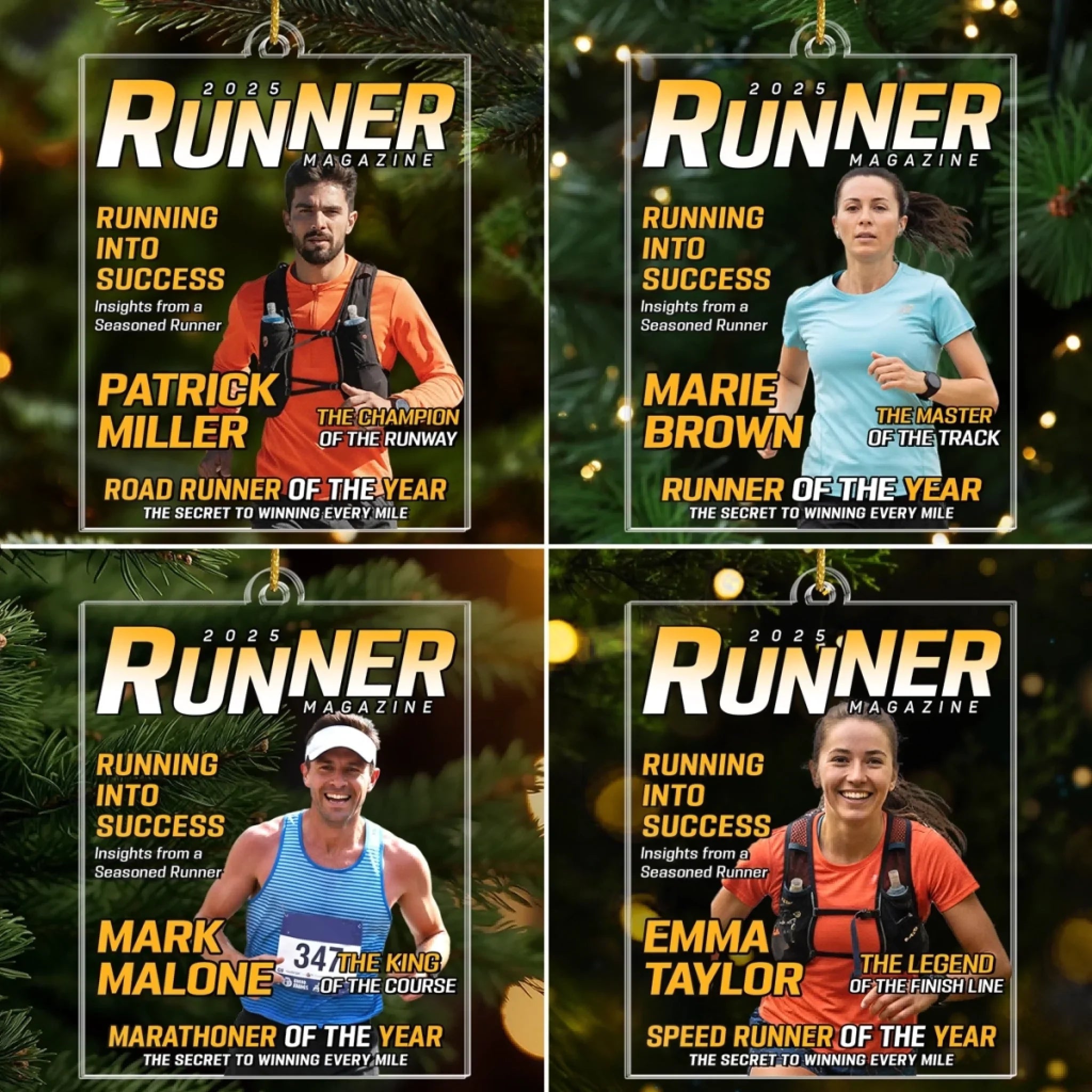 Custom Photo Magazine Acrylic Ornament - Personalized  Birthday Running Gifts For Running Lovers, Sports Fans, Sports Lovers - Hustle For Greatness